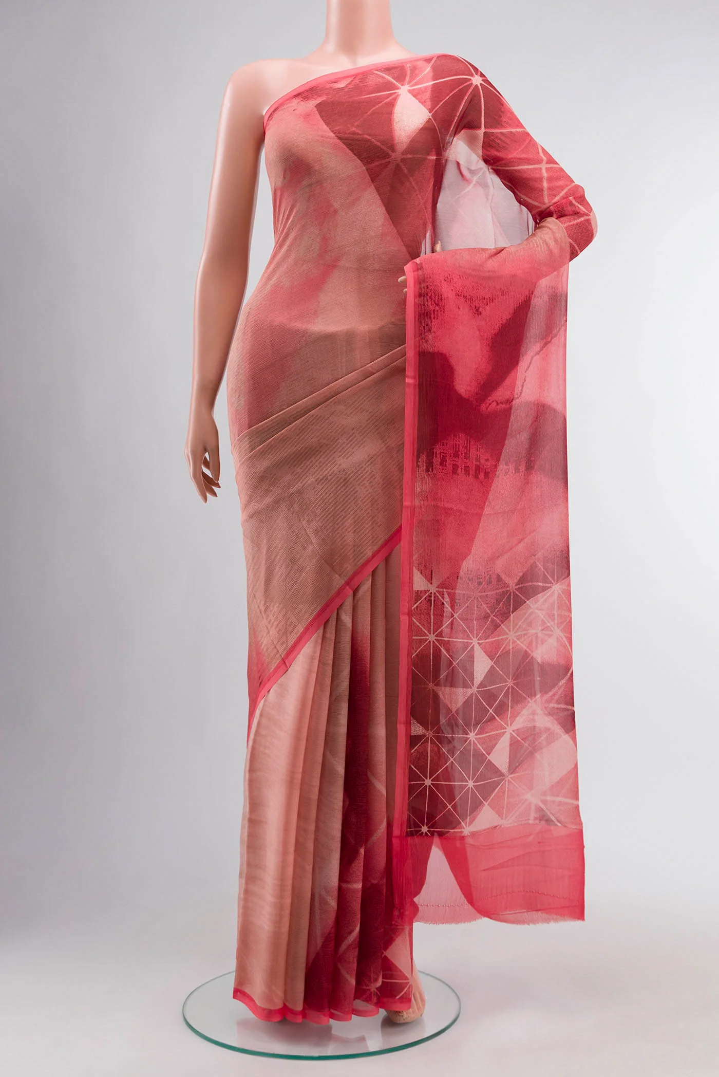 Peach Mysore Chiffon Saree