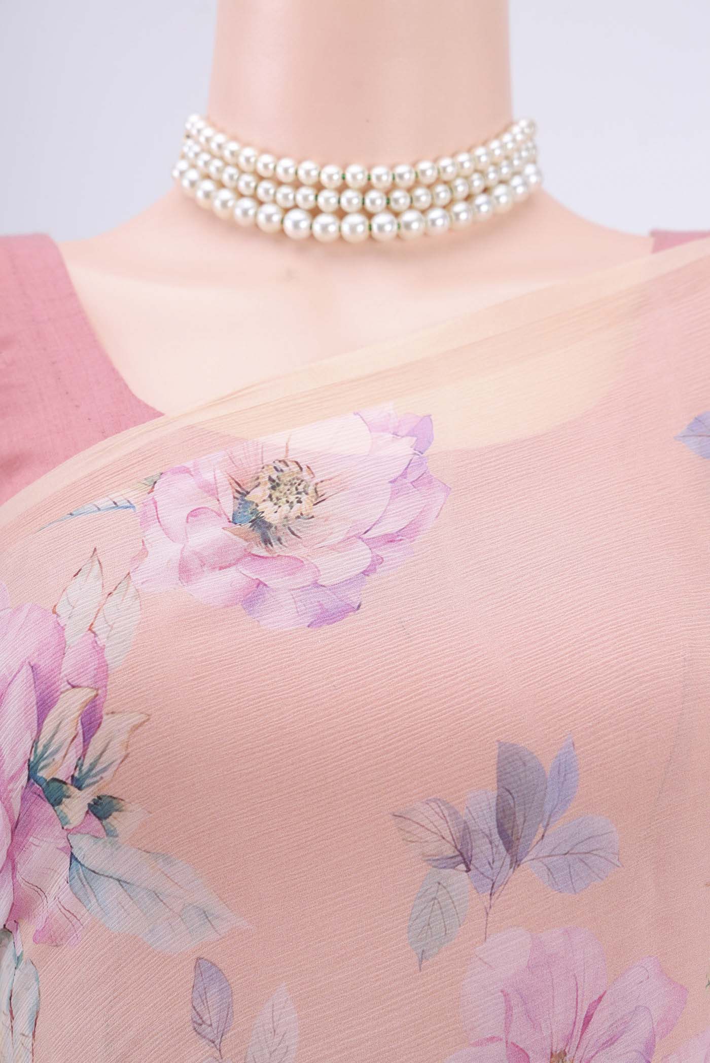 Peach Mysore Chiffon Saree - Image 2