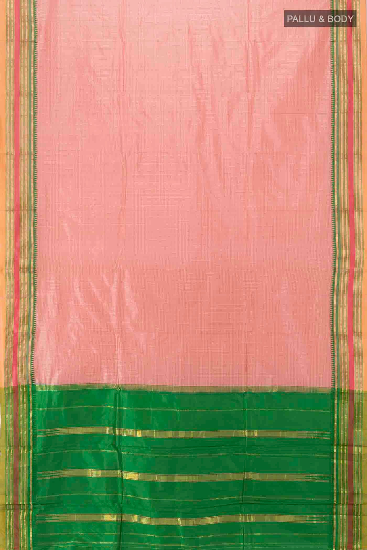 Peach Narayanpet Silk Saree - Image 3