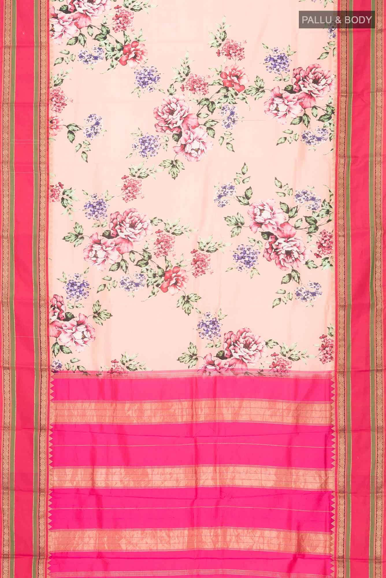 Peach Printed Silk Saree - Image 4