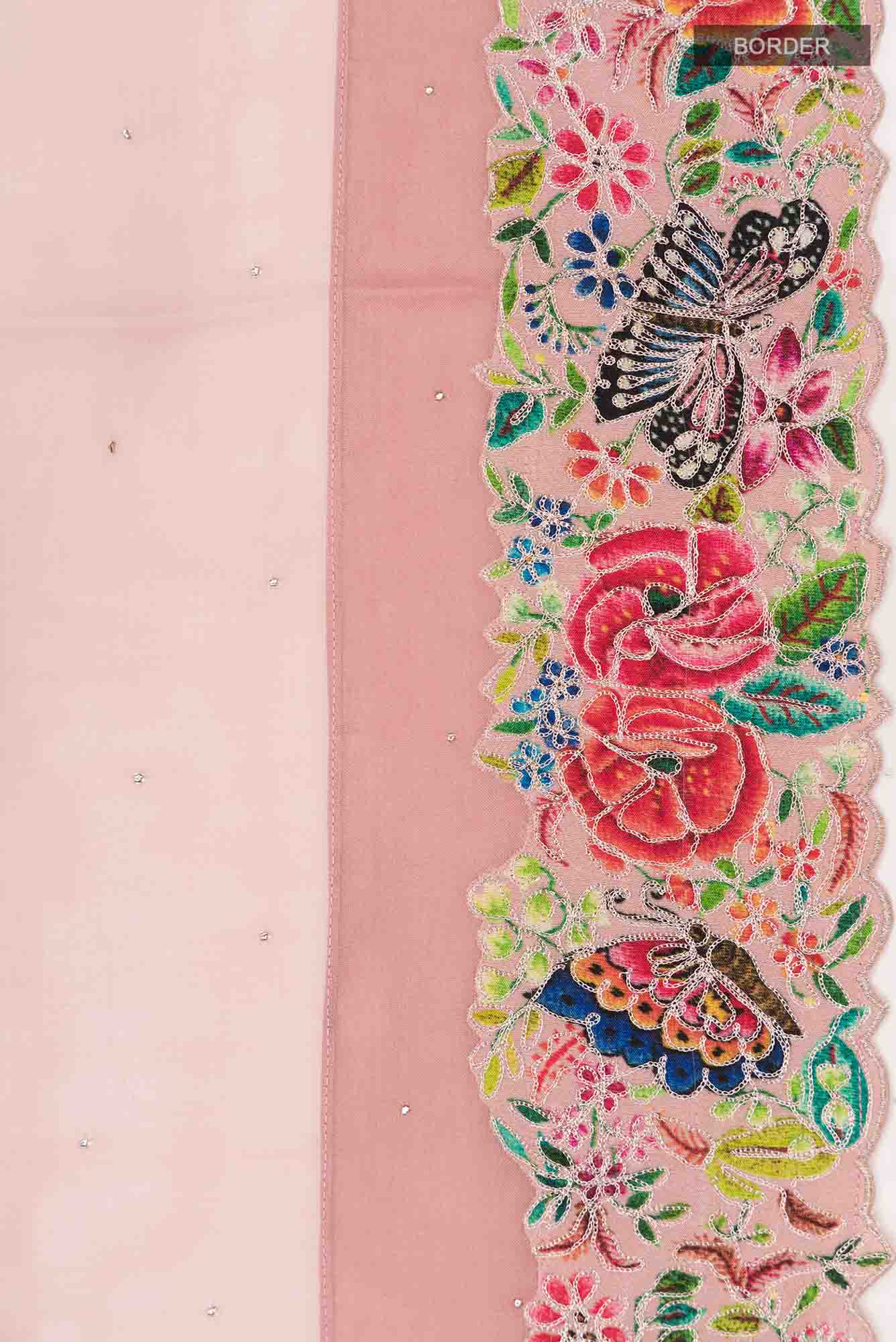 Peach Pure Organza Silk Saree - Image 5
