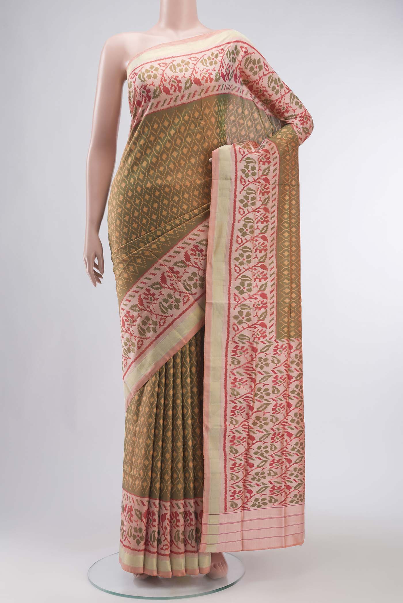 Peach Rajkot Patola Silk Saree
