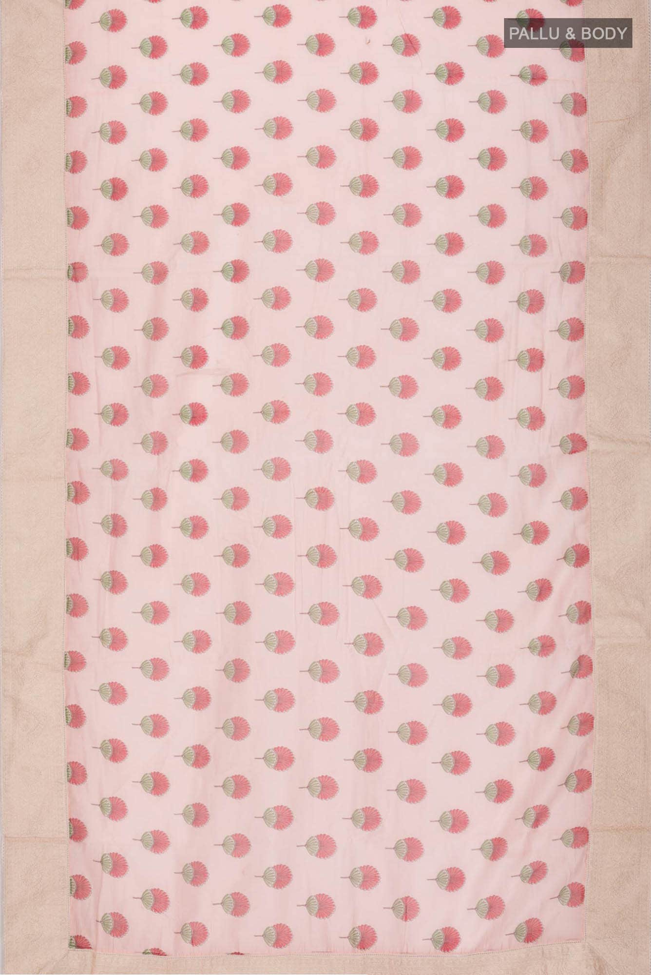 Peach Silk Cotton Saree - Image 3