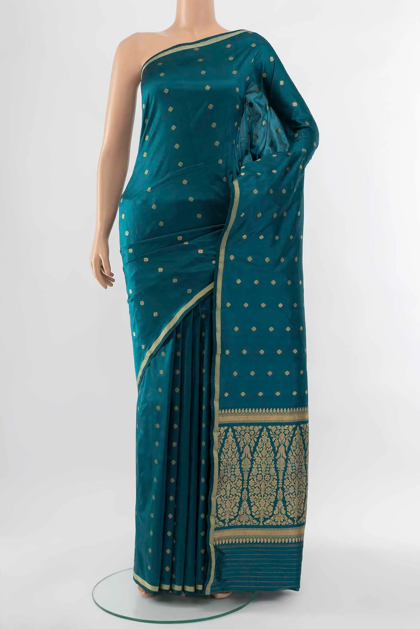 Peacock Blue Banarasi Katan Silk Saree