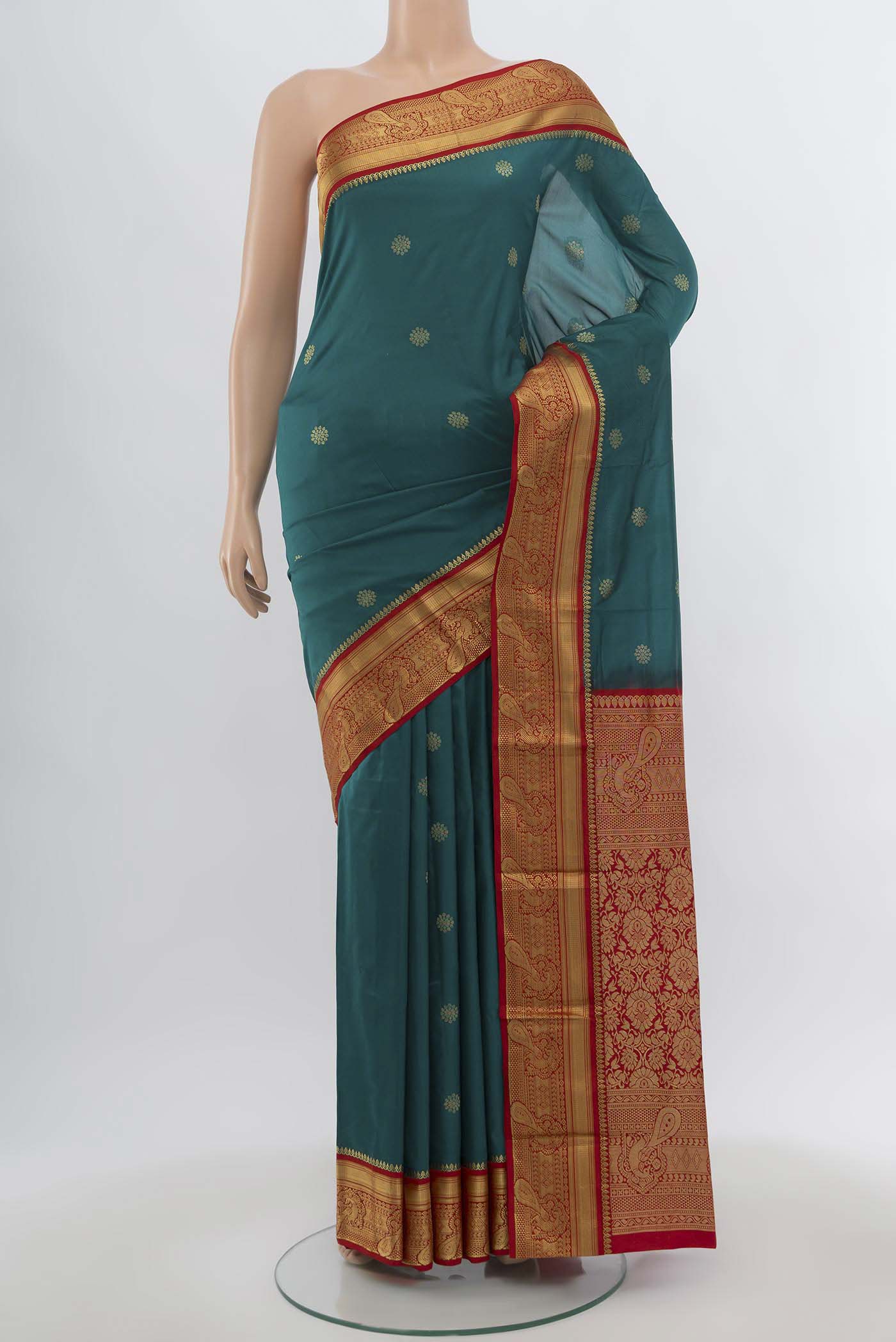 Peacock Blue Blended Bangalore Silk Saree