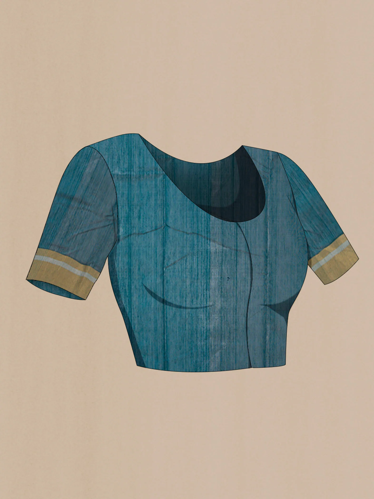 Peacock Blue Chanderi Silk Cotton Saree - Image 4