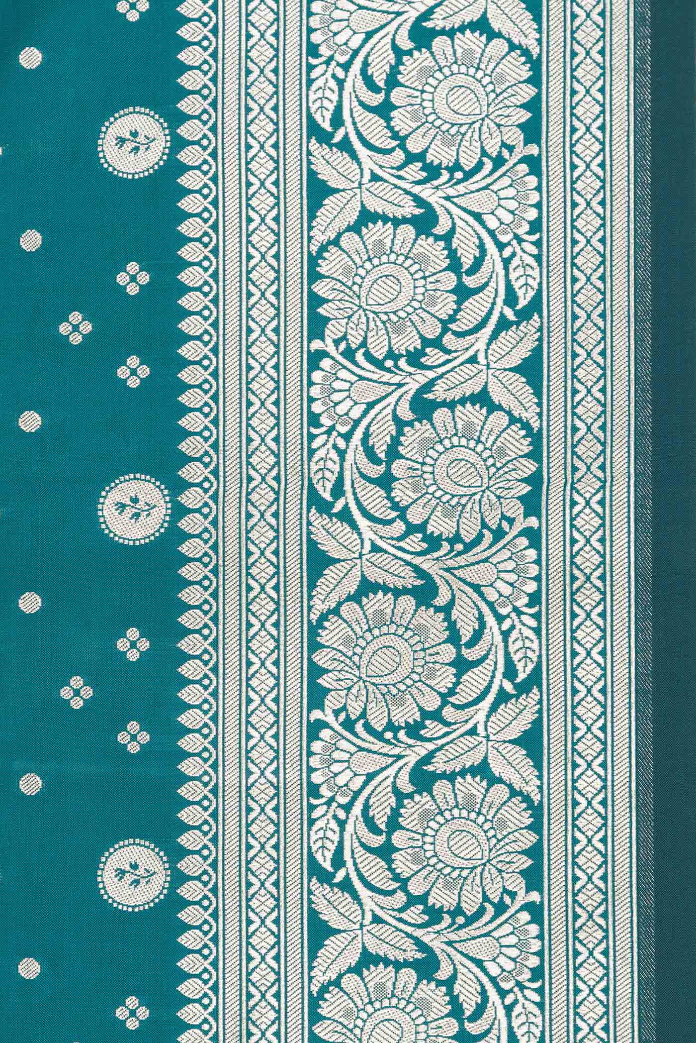 Peacock Blue Blended Banarasi Silk Saree - Image 3