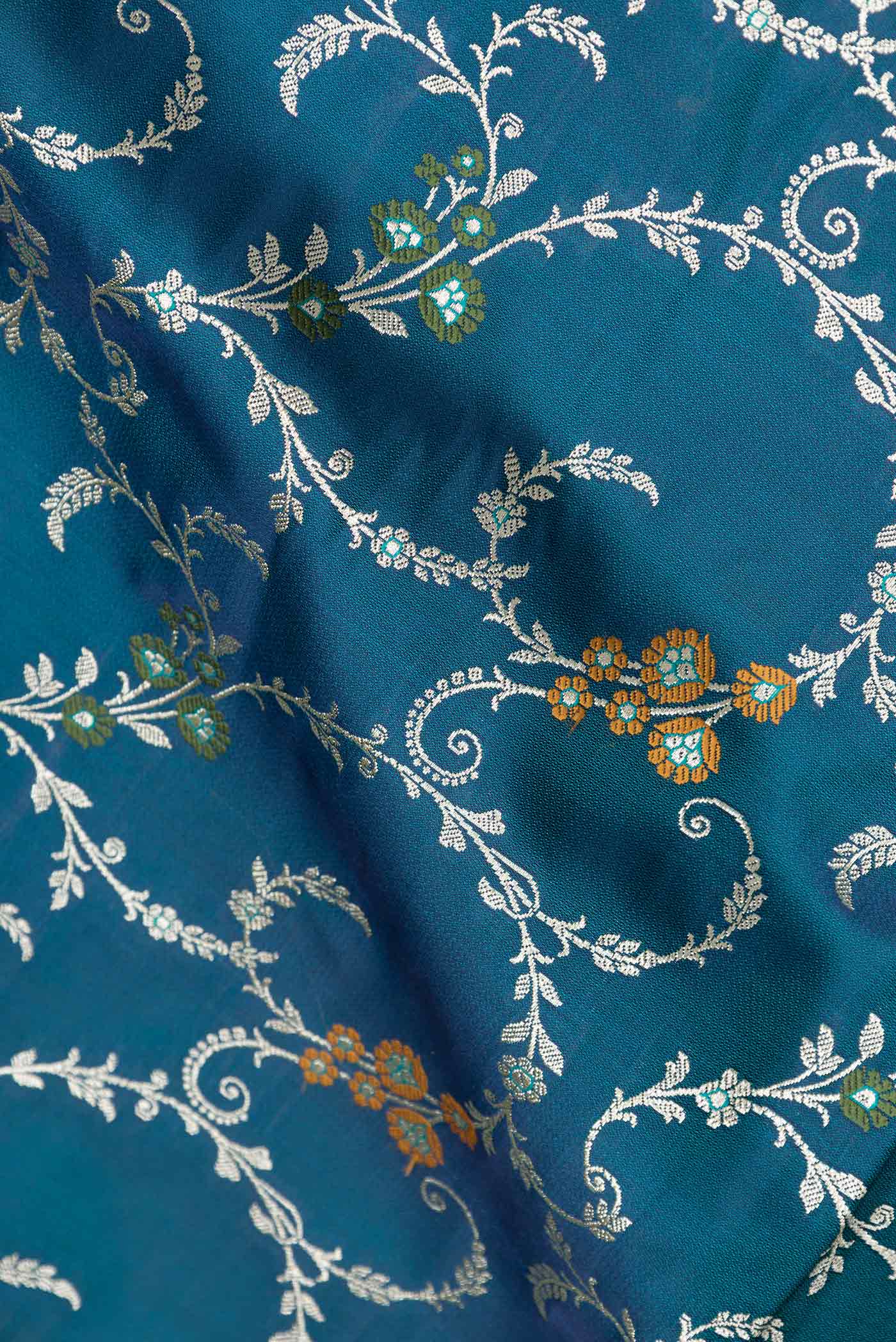 Peacock Blue Blended Banarasi Silk Saree - Image 2