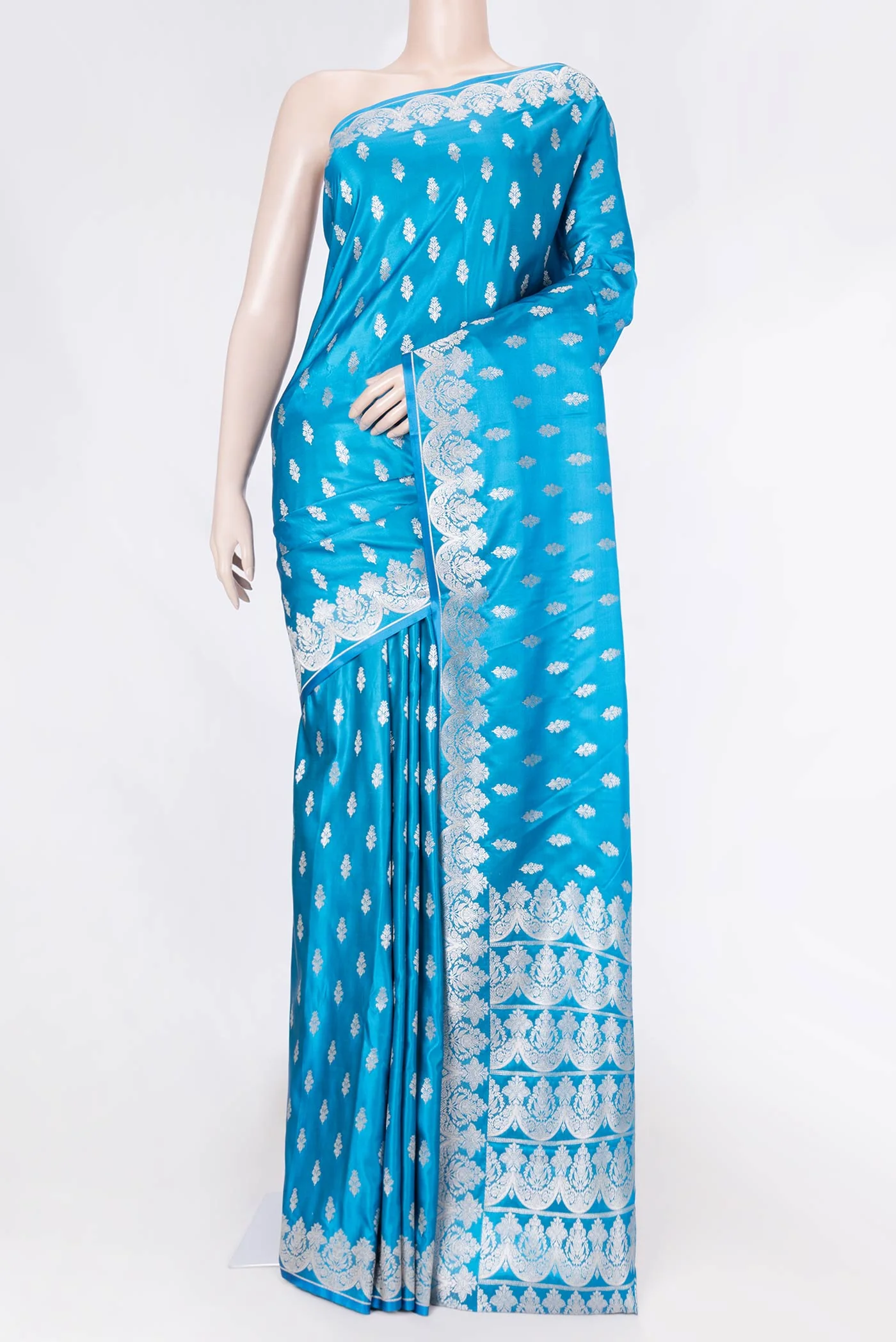 Peacock Blue Dual Tone Blended Banarasi Silk Saree