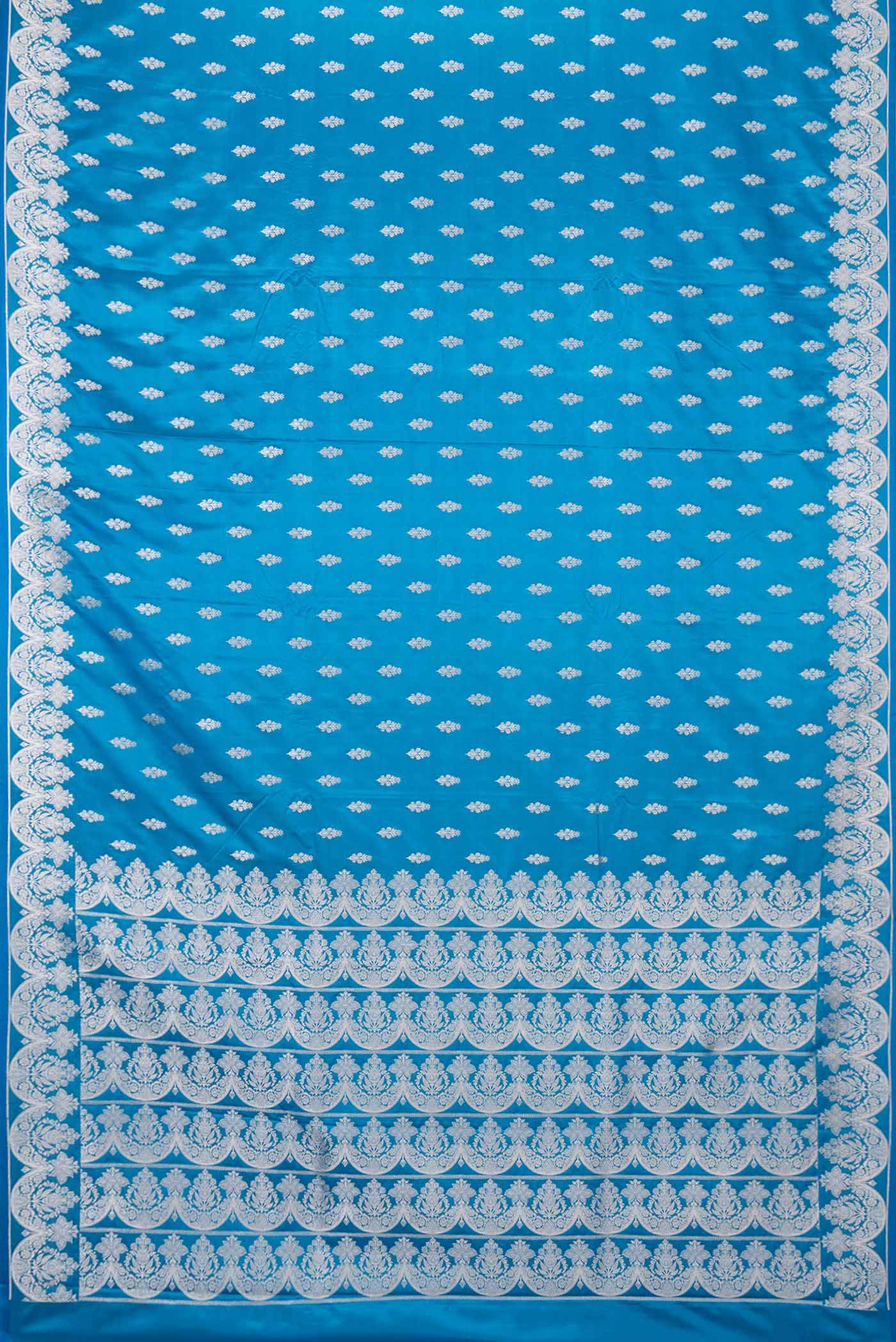 Peacock Blue Dual Tone Blended Banarasi Silk Saree - Image 3