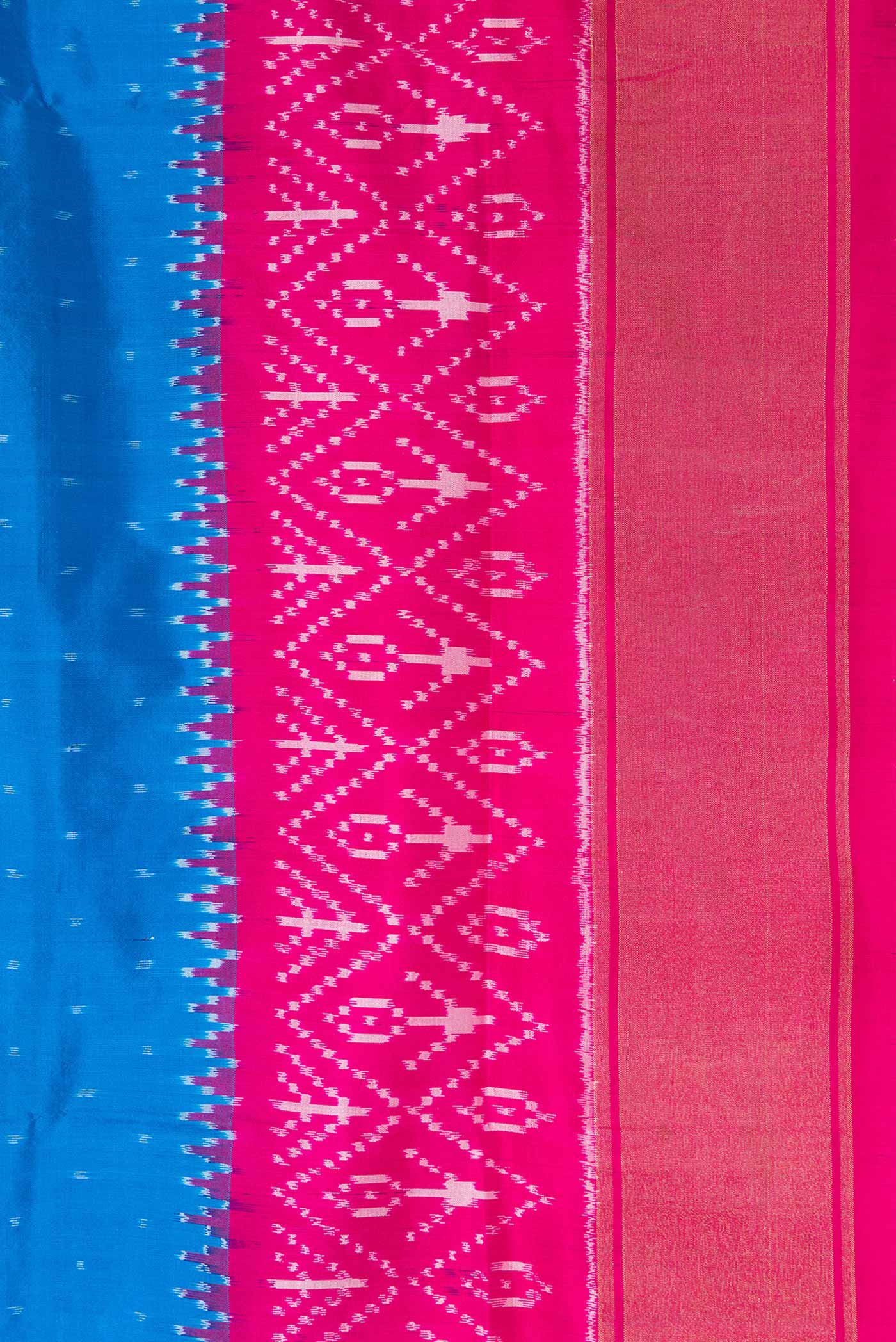 Royal Blue Pochampally Silk Saree - Image 3