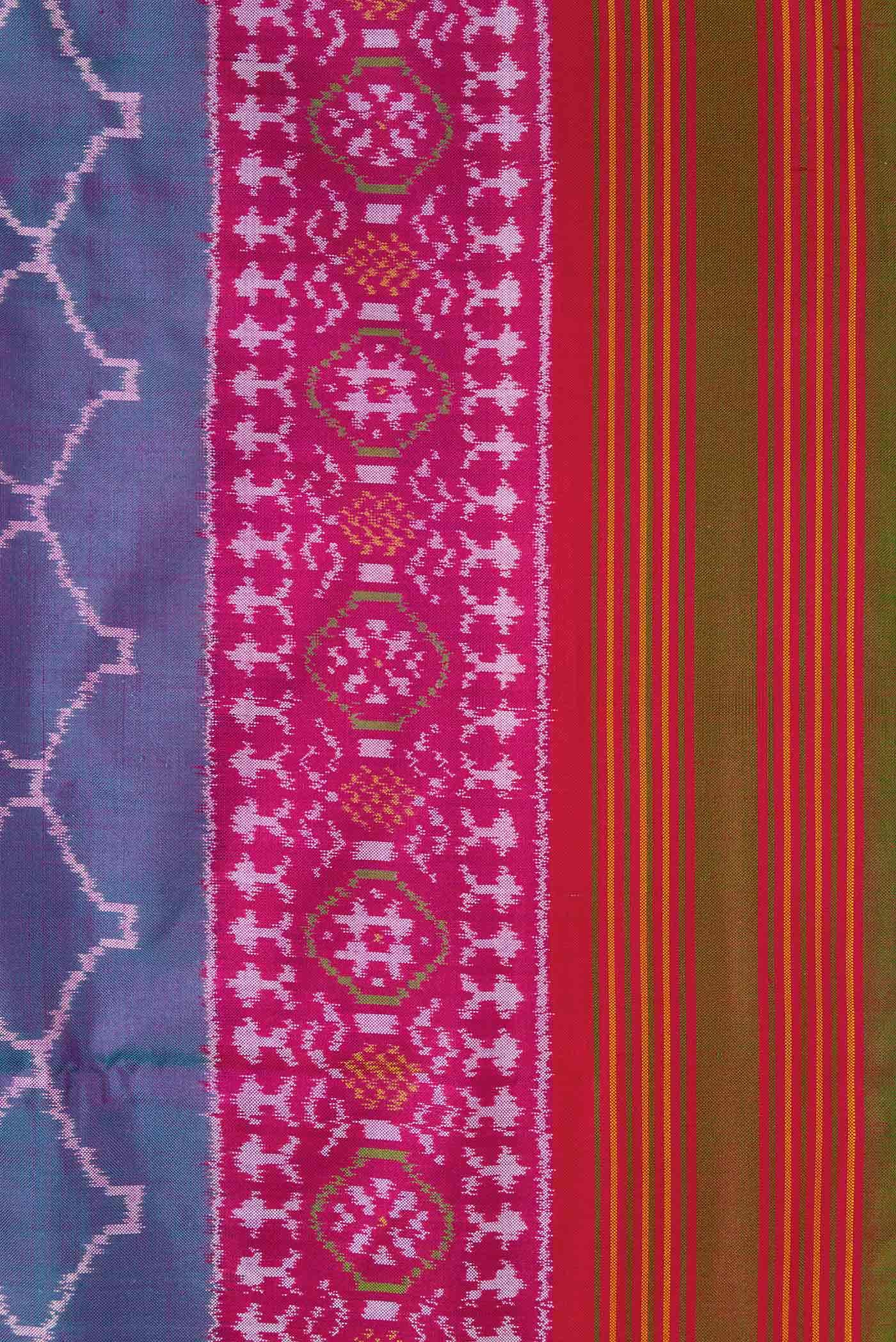 Purple Dual Tone Double Ikat Saree - Image 11