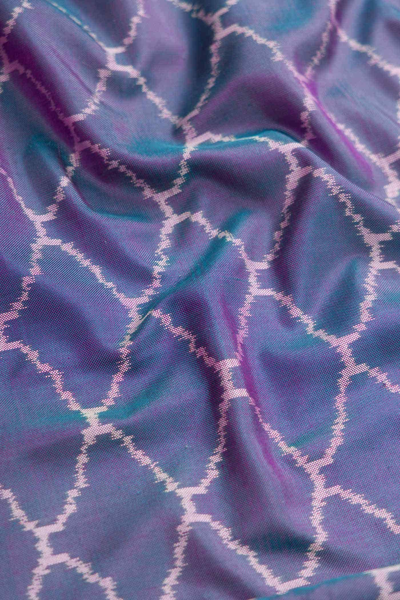 Purple Dual Tone Double Ikat Saree - Image 3