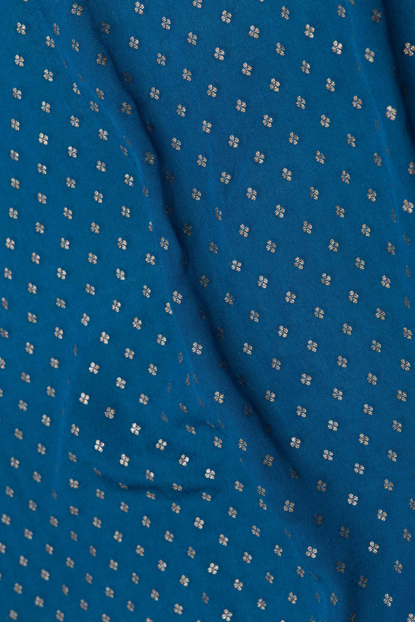 Peacock Blue Dual Tone Georgette Saree - Image 2