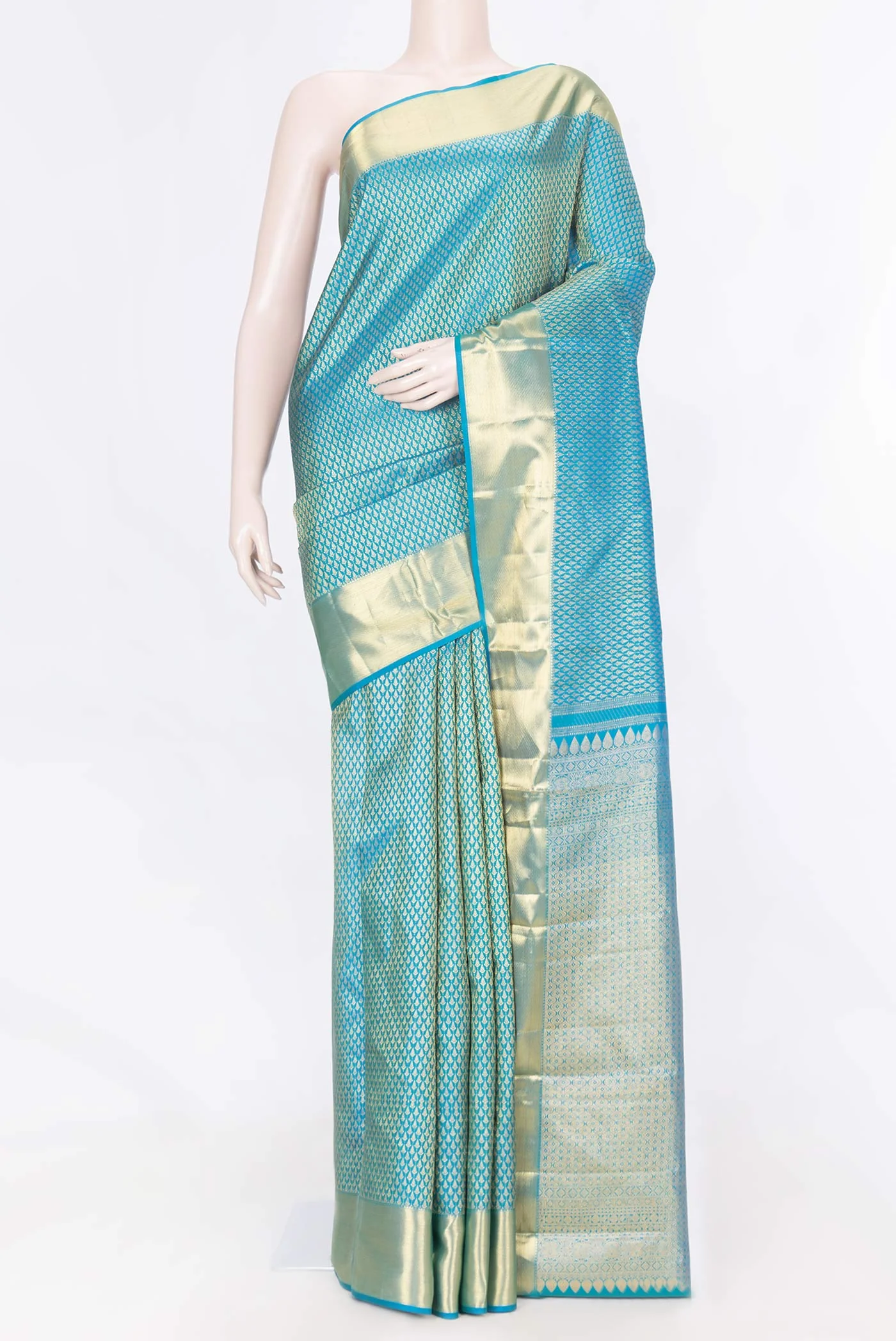 Peacock Blue Dual Tone Kanjivaram Saree