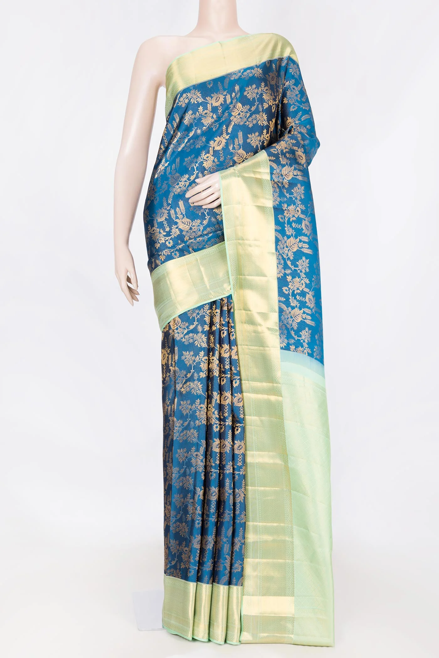 Peacock Blue Dual Tone Kanchipuram Saree