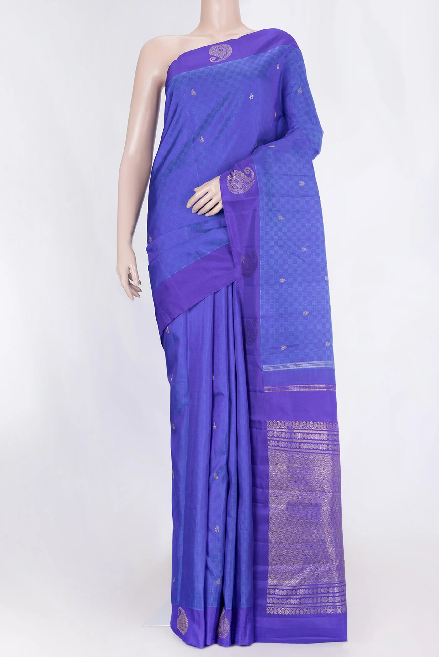 Peacock Blue Dual Tone Kanchipuram Silk Saree