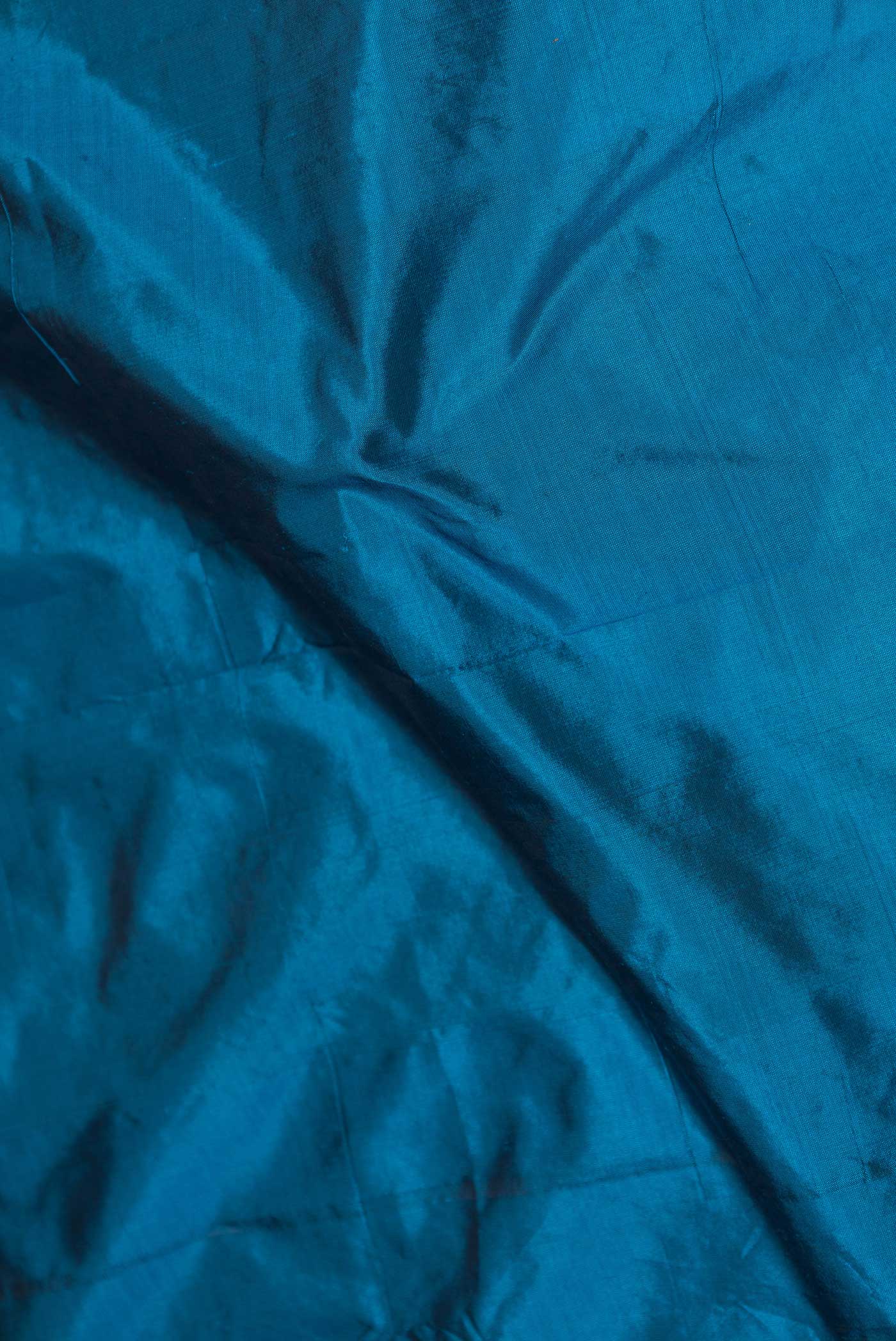 Peacock Blue Bangalore Silk Saree - Image 2