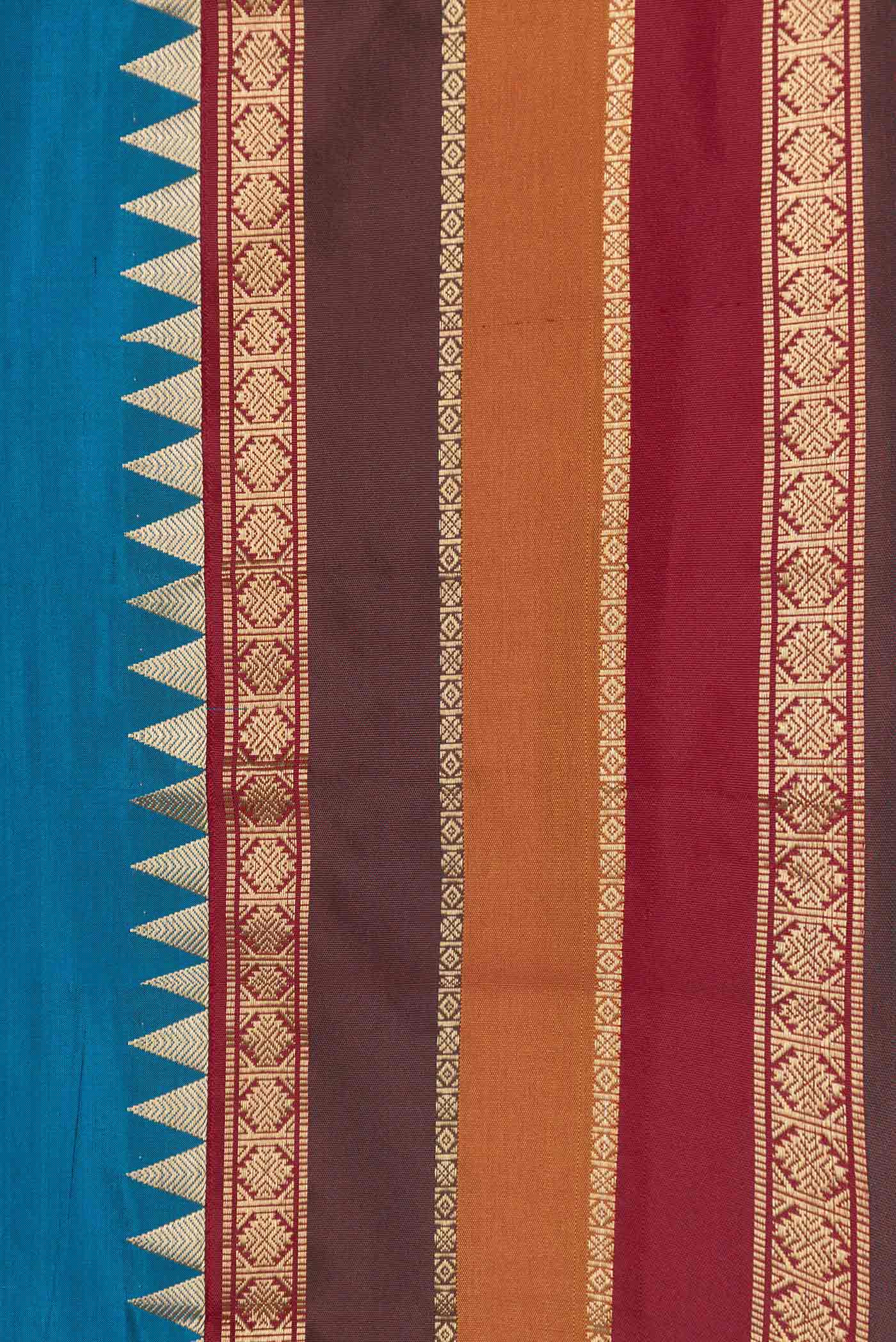 Peacock Blue Bangalore Silk Saree - Image 3