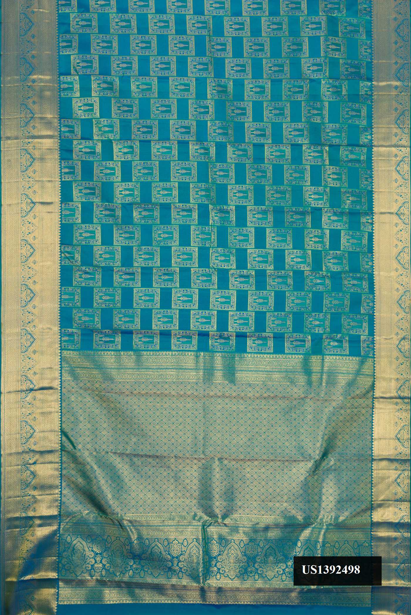Peacock Blue Dual Tone Kanchipuram Silk Saree