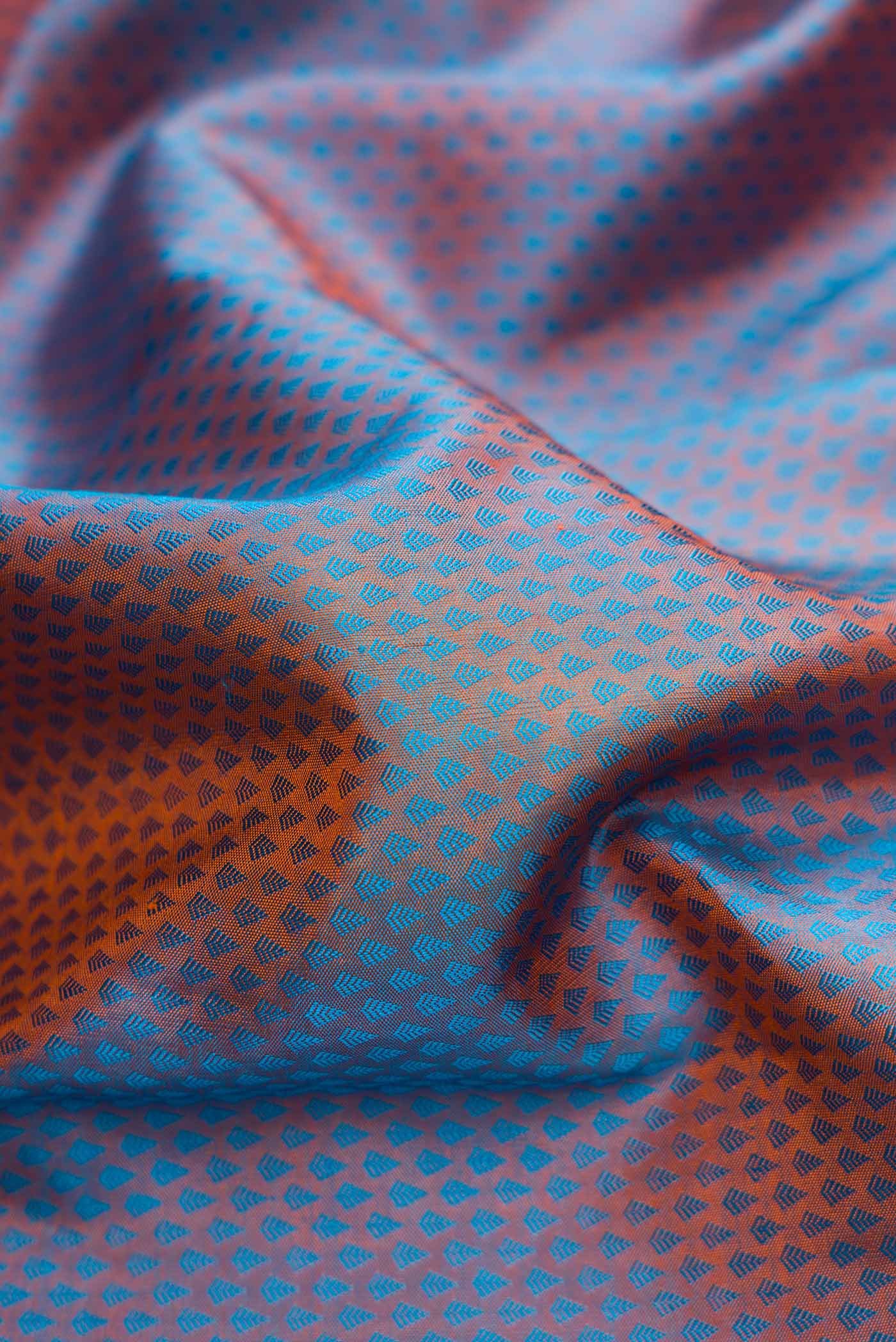 Blue with Orange Color Kanchipuram Silk Saree - Image 2