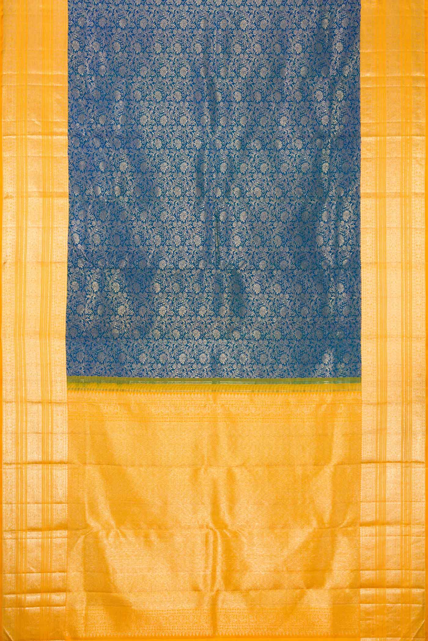 Peacock Blue Kanchipuram Silk Saree - Image 6