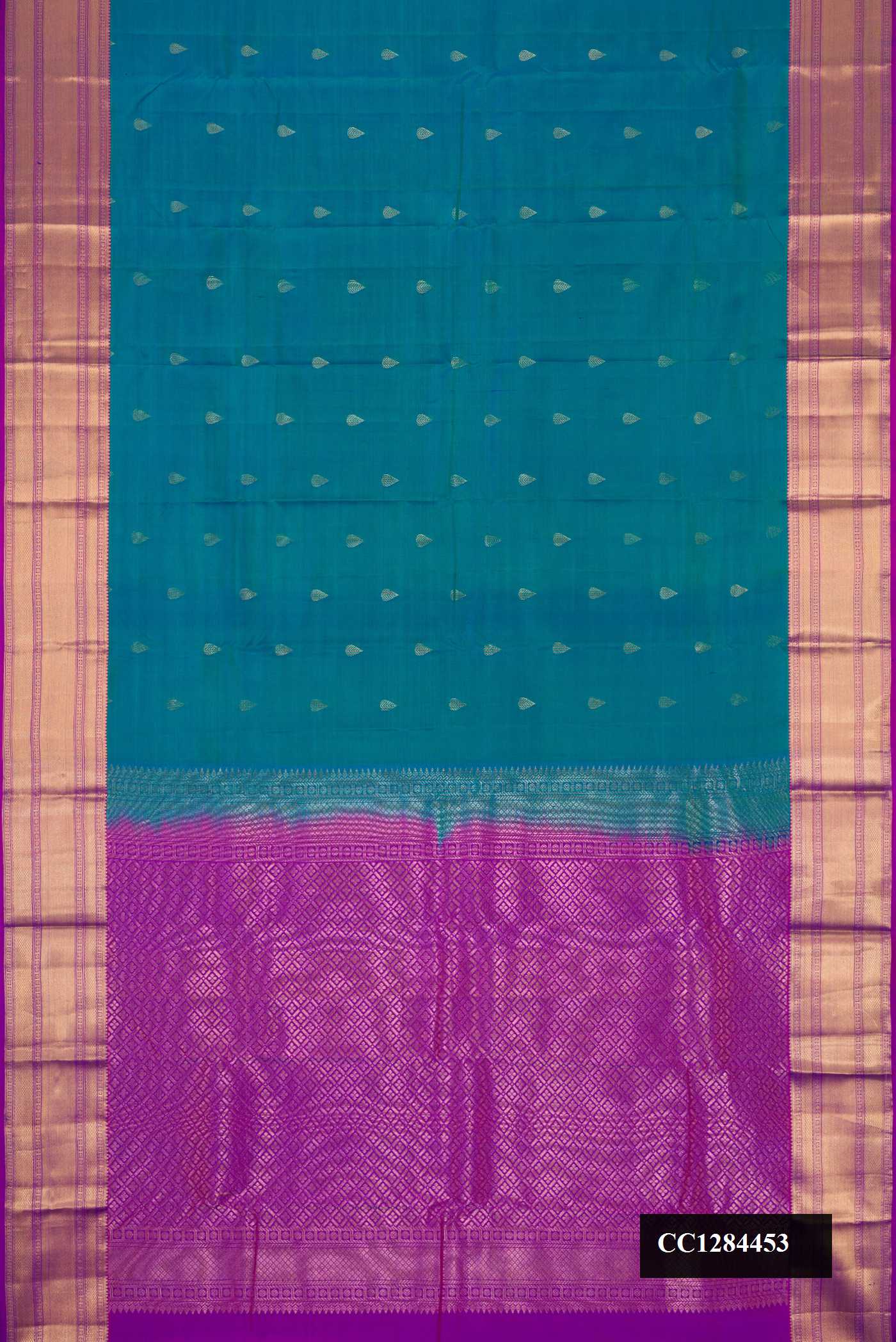 Peacock Blue Dual Tone Kanchipuram Silk Saree