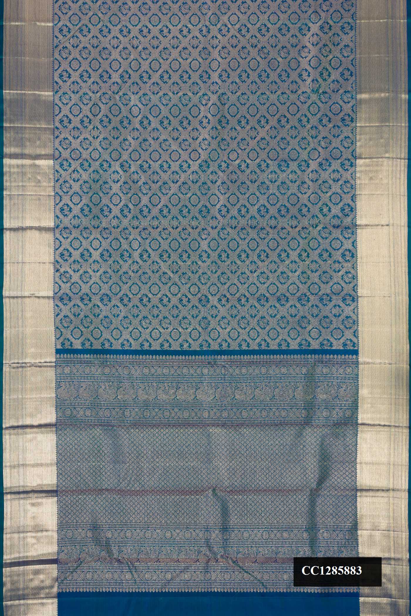 Peacock Blue Dual Tone Kanchipuram Silk Saree