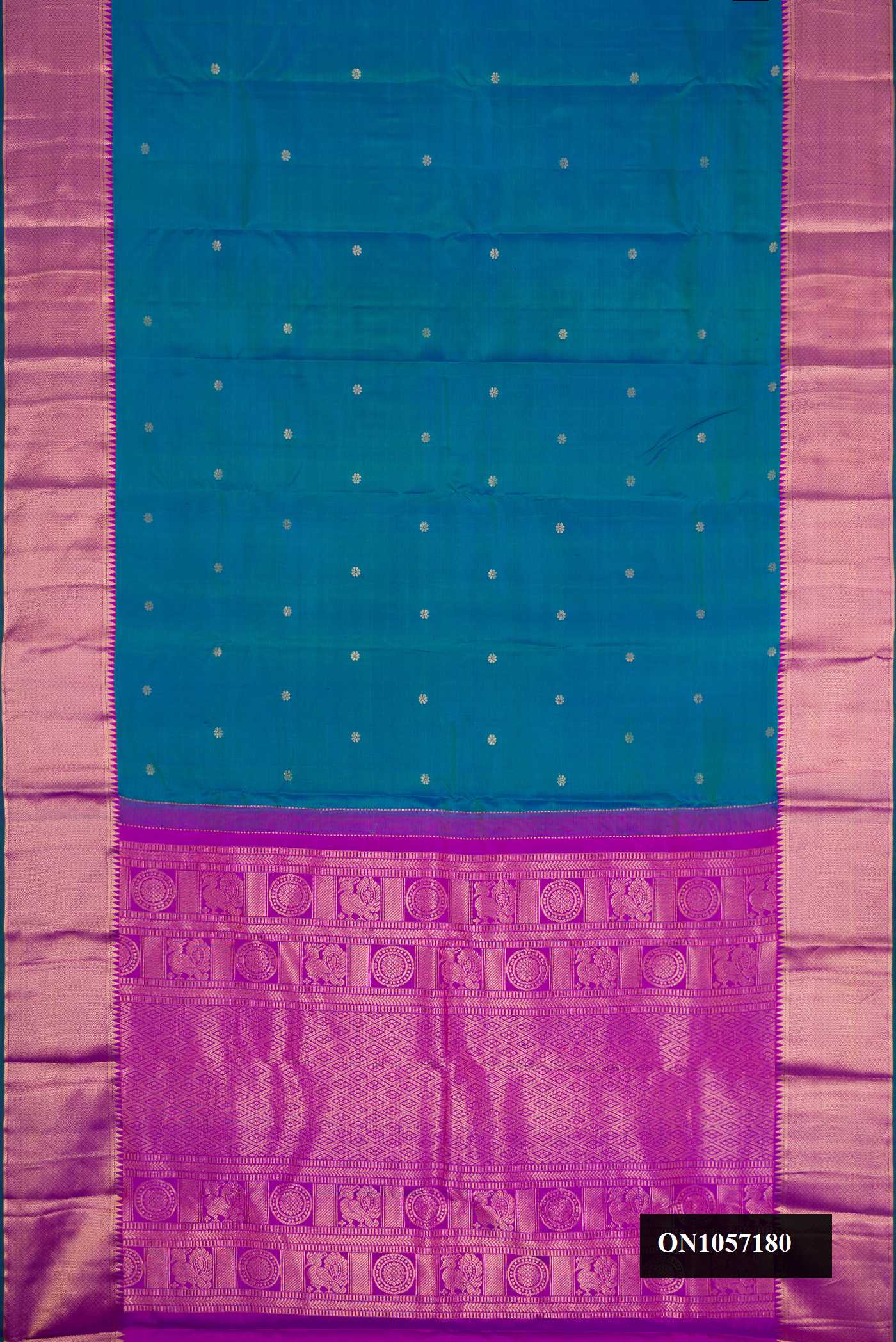 Peacock Blue Dual Tone Kanchipuram Silk Saree