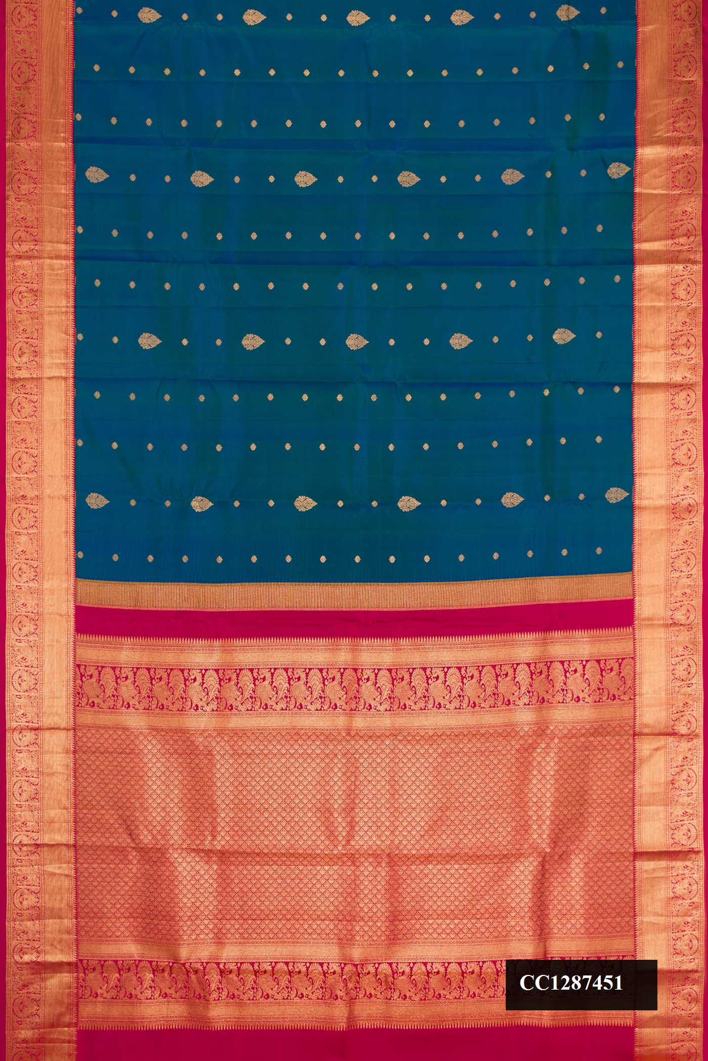 Peacock Blue Dual Tone Kanchipuram Silk Saree