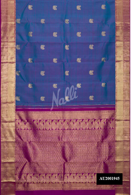 Peacock Blue Dual Tone Kanchipuram Silk Saree