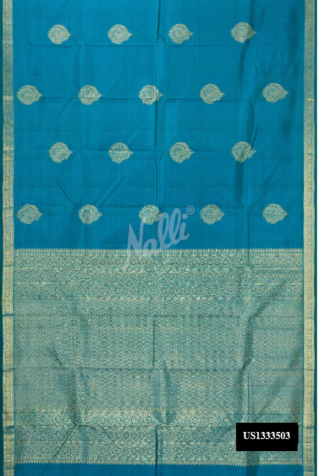 Peacock Blue Dual Tone Kanchipuram Silk Saree