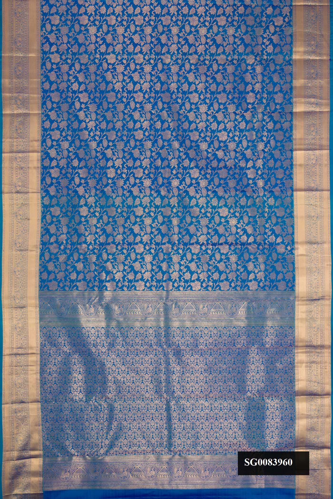 Peacock Blue Dual Tone Kanchipuram Silk Saree