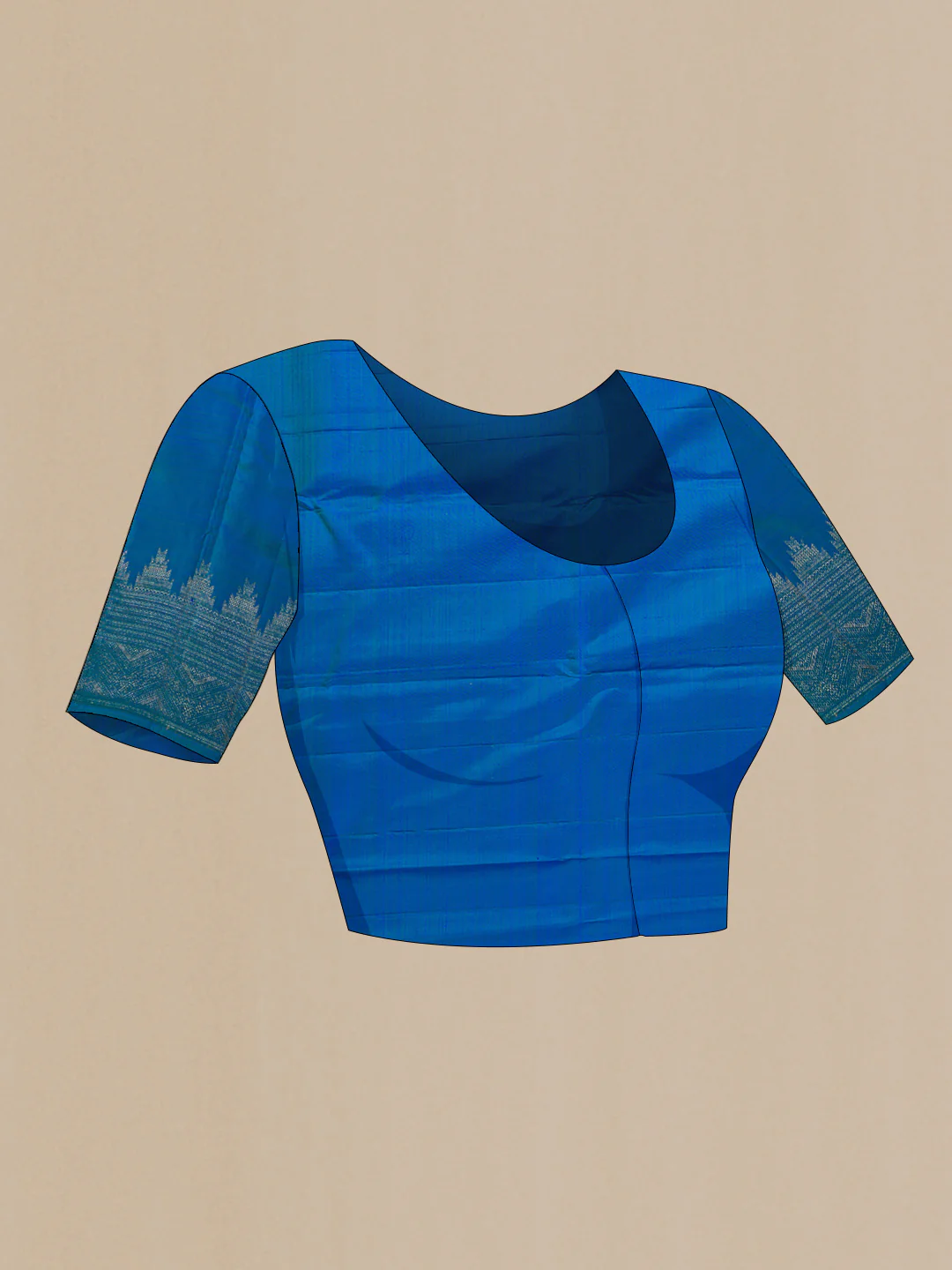 Peacock Blue Dual Tone Kanchipuram Silk Saree - Image 5