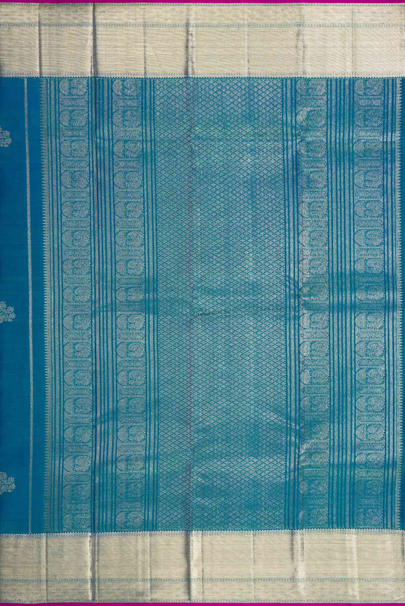 Peacock Blue Dual Tone Kanjivaram Silk Saree - Image 7