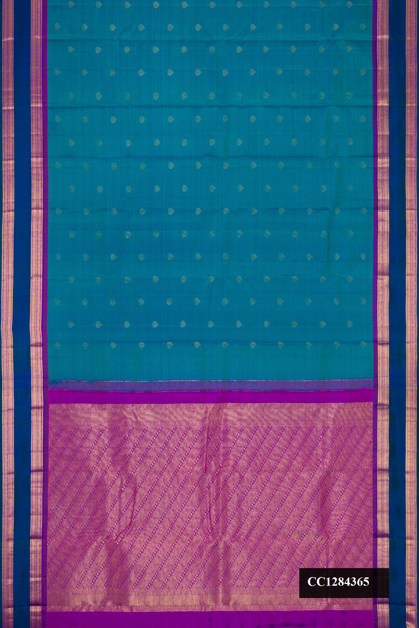 Peacock Blue Dual Tone Kanchipuram Silk Saree