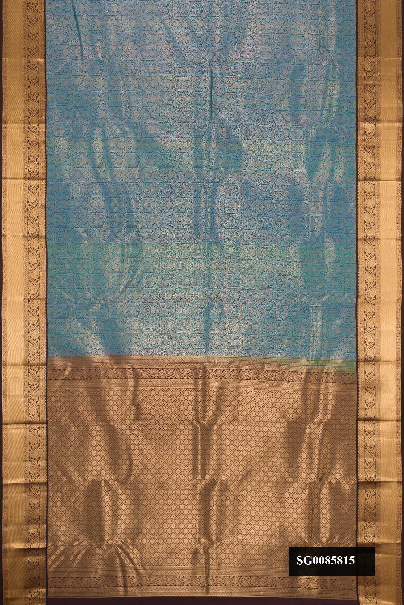 Peacock Blue Dual Tone Kanchipuram Silk Saree