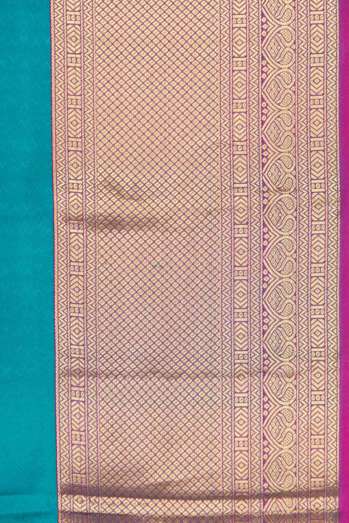 Peacock Blue Dual Tone Kanjivaram Silk Saree - Image 3