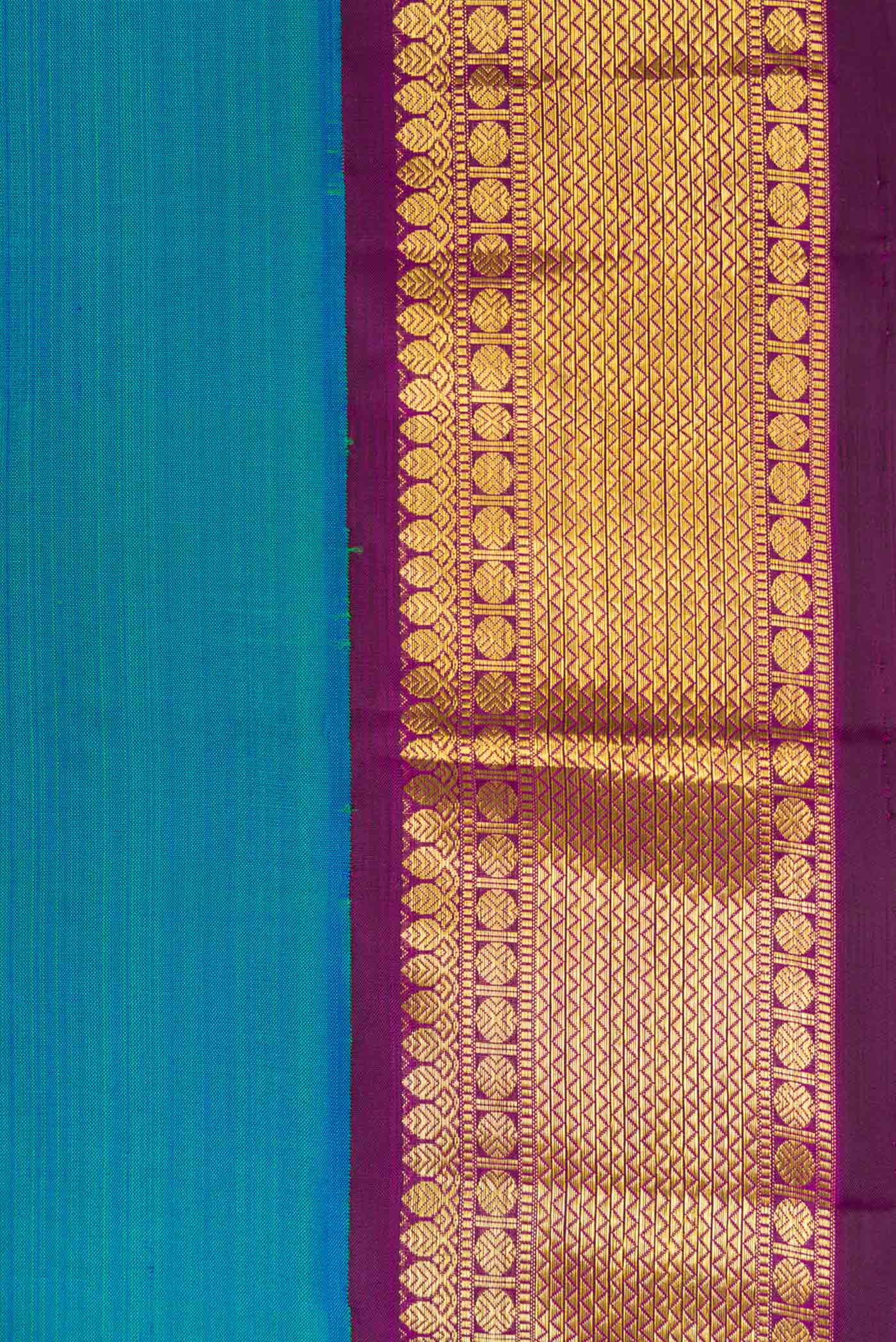 Peacock Blue Kanjivaram Silk Saree - Image 3