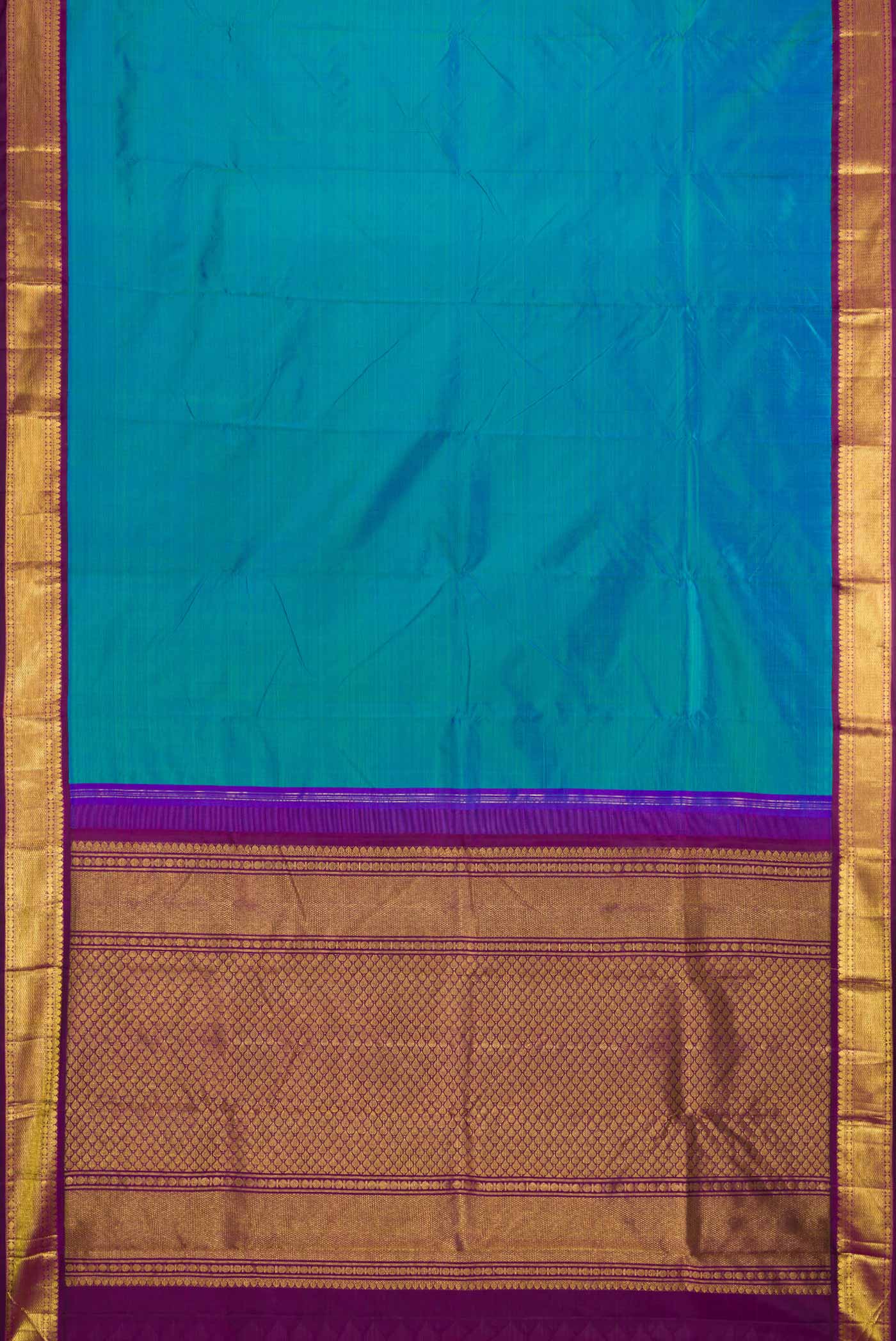 Peacock Blue Kanjivaram Silk Saree - Image 6