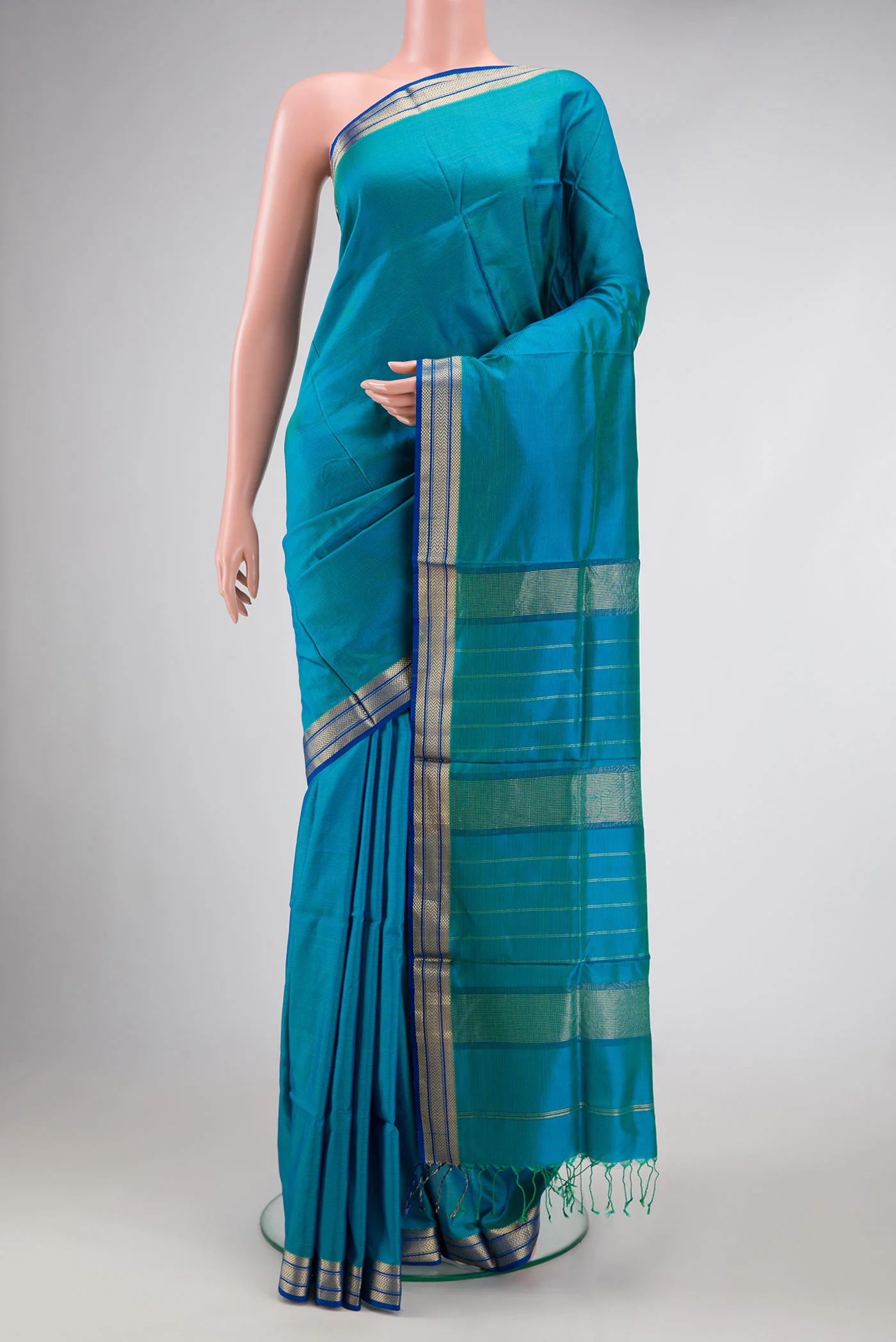 Blue Maheshwari Silk Saree