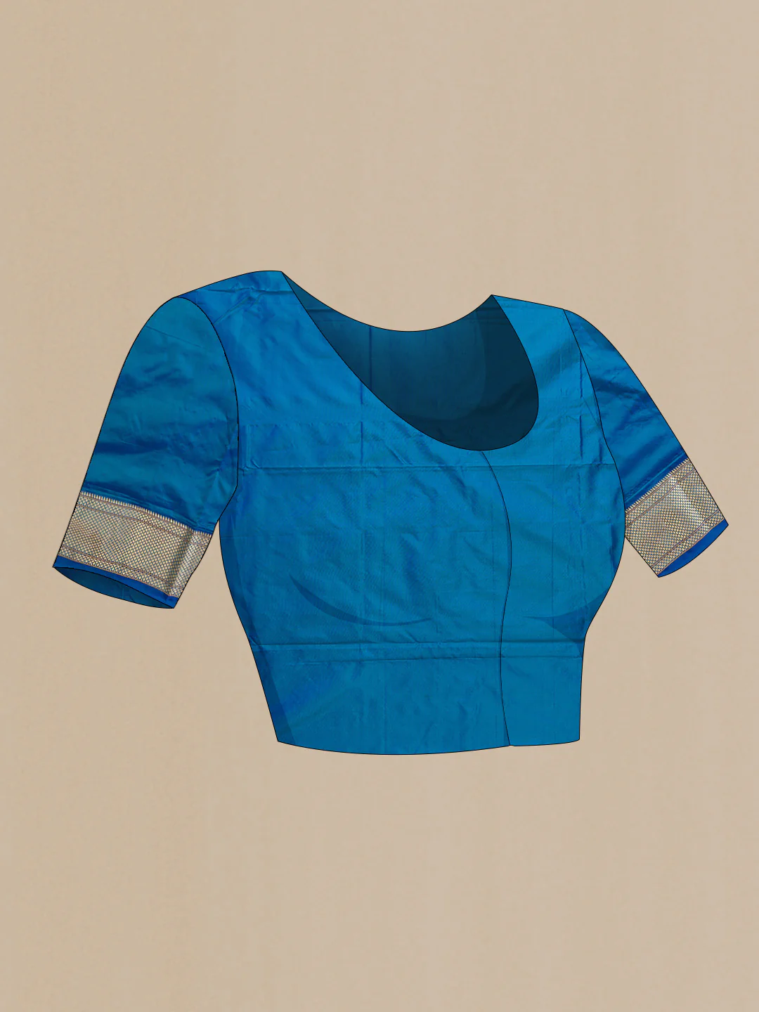 Peacock Blue Dual Tone Paithani Silk Saree - Image 4