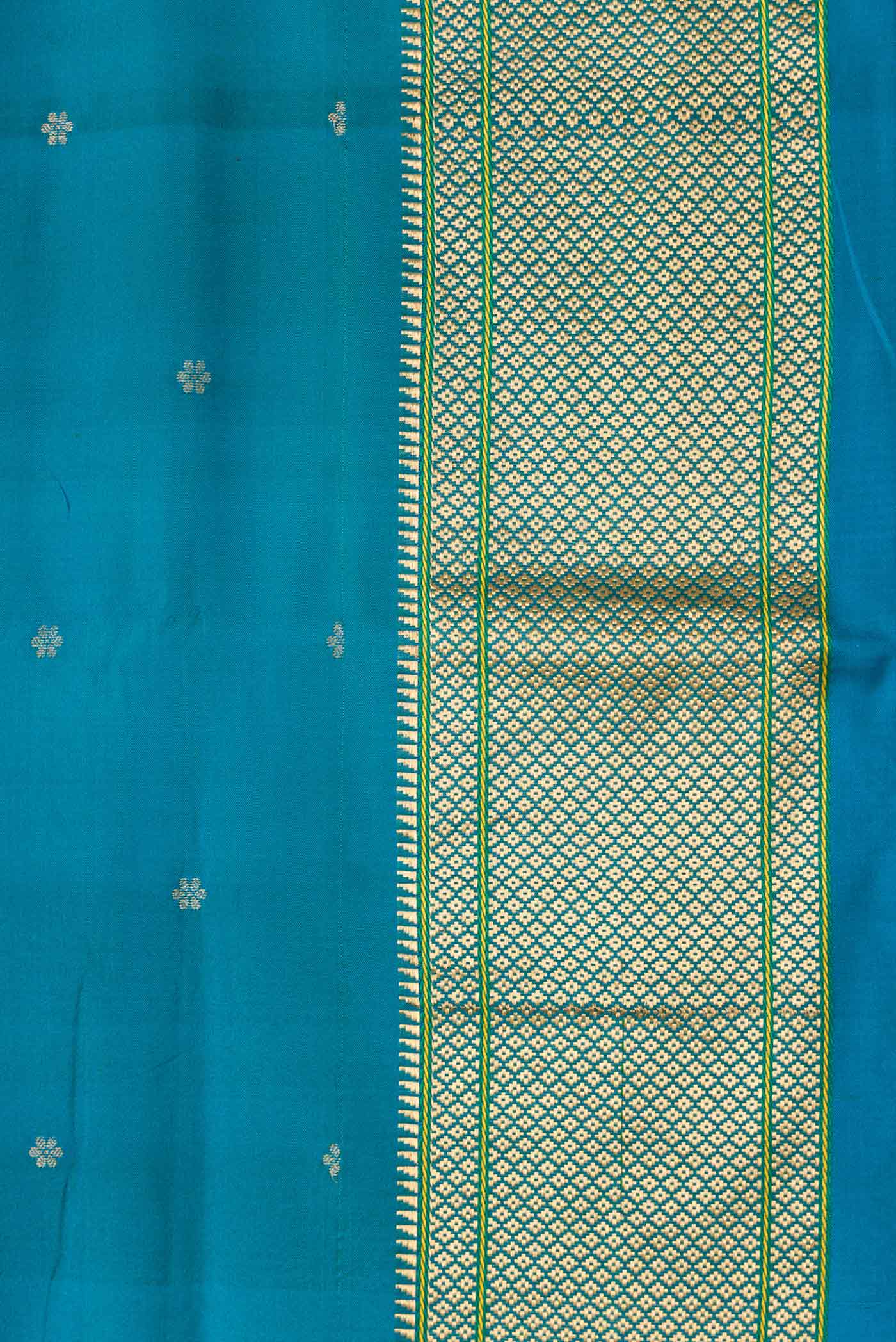 Peacock Blue Dual Tone Paithani Silk Saree - Image 3