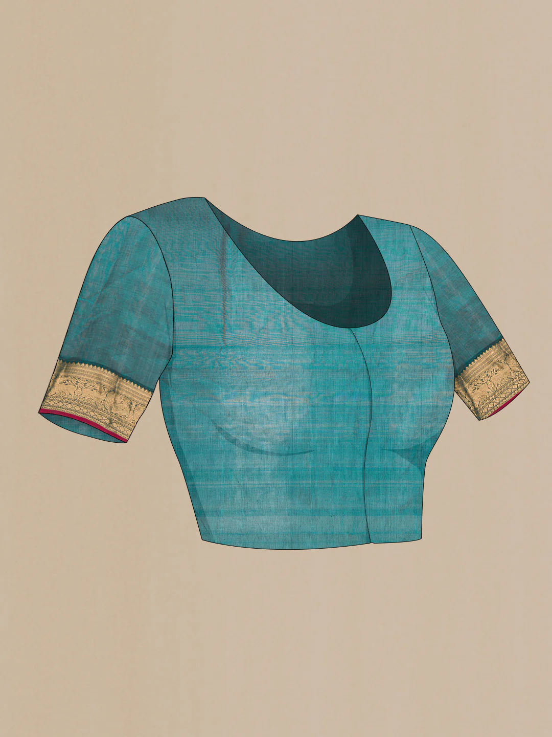 Peacock Blue Silk Cotton Saree - Image 4