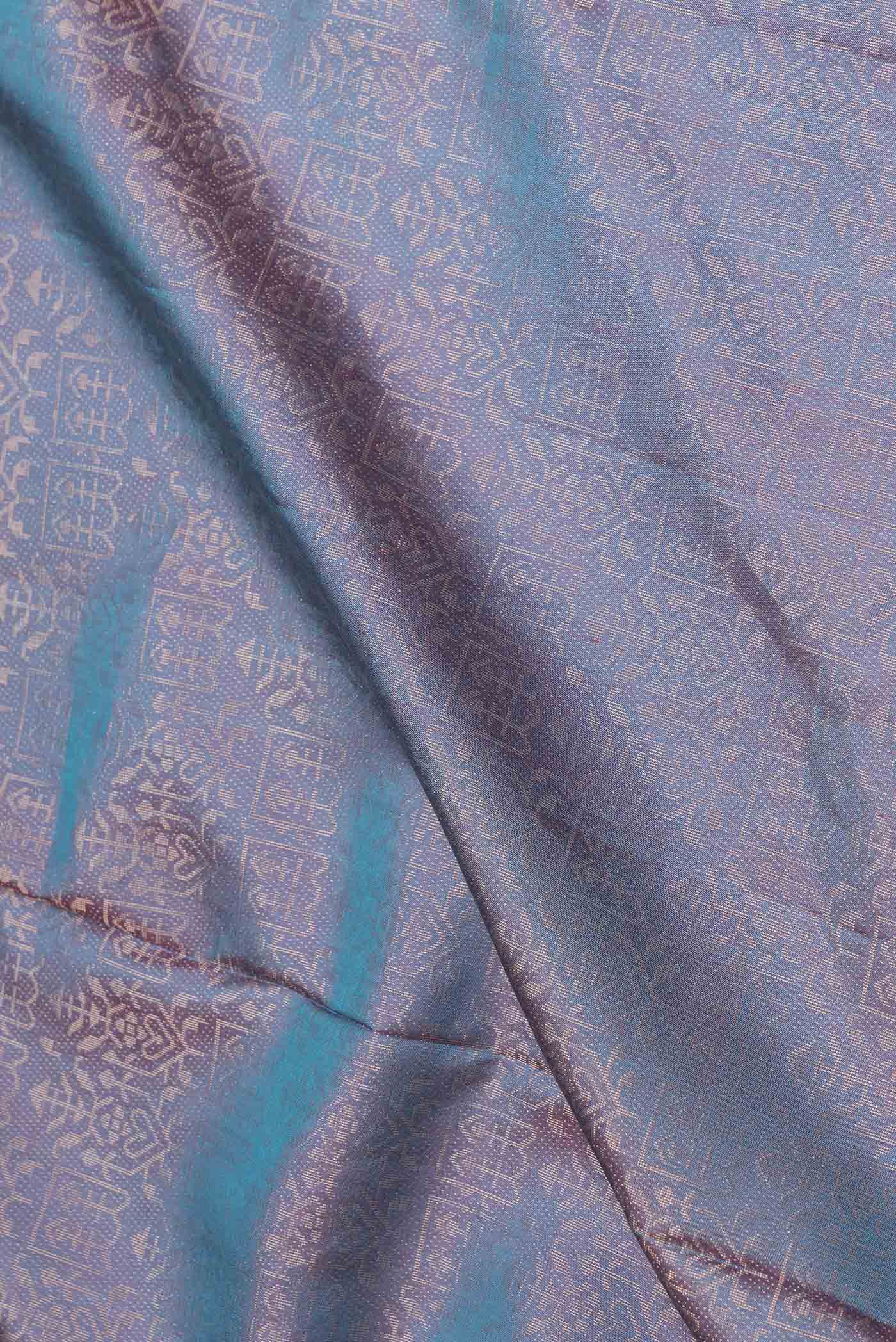Lavender with BLue Color Soft Silk Saree - Image 2