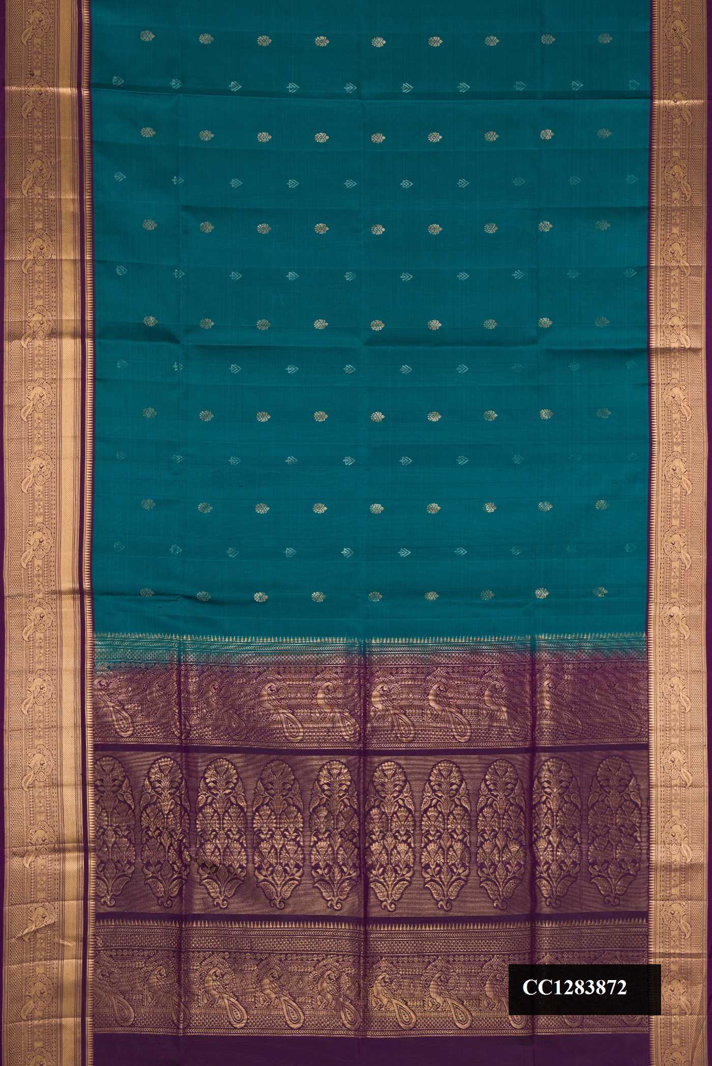 Peacock Blue Dual Tone Soft Silk Saree