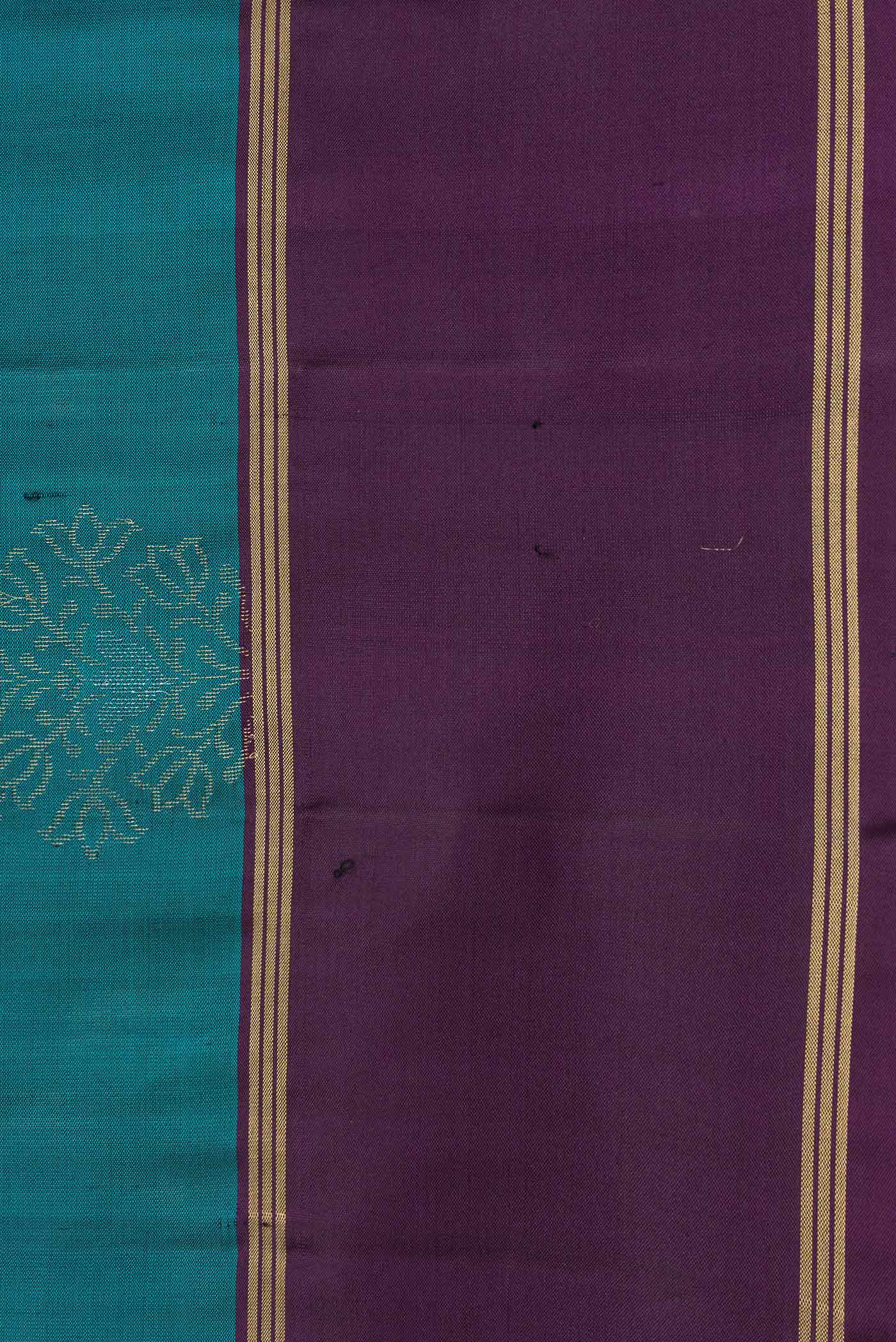 Peacock Blue Soft Silk Saree - Image 3