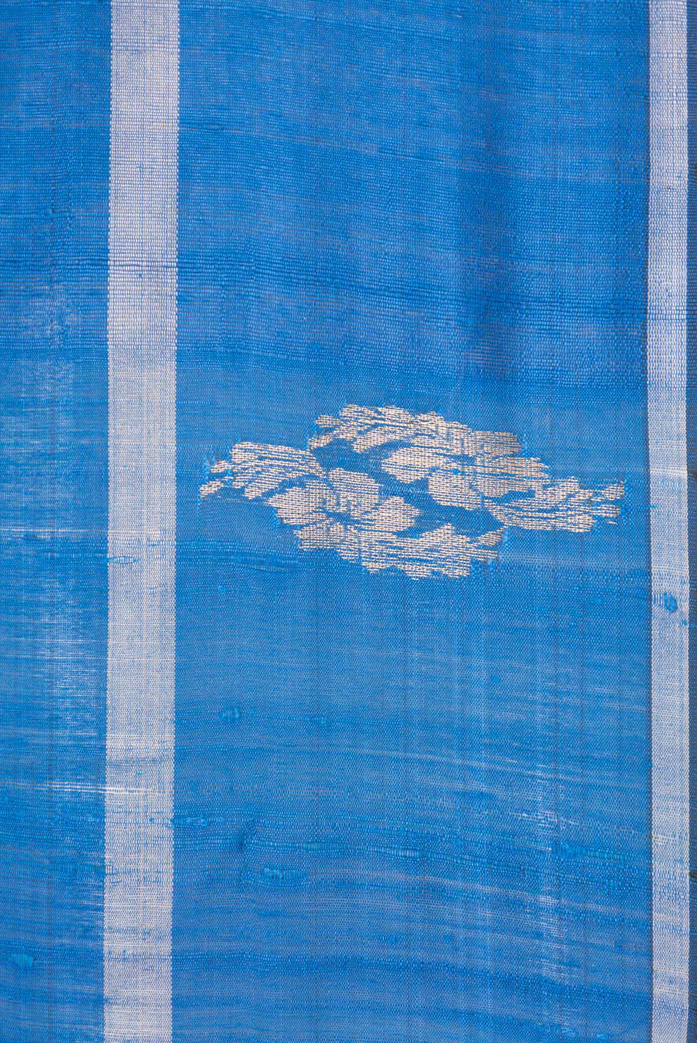 Peacock Blue Dual Tone Tussar Saree - Image 3