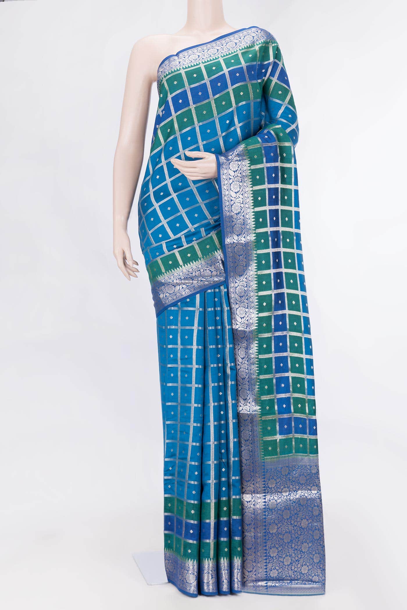 Blue Banarasi Raw Silk Saree