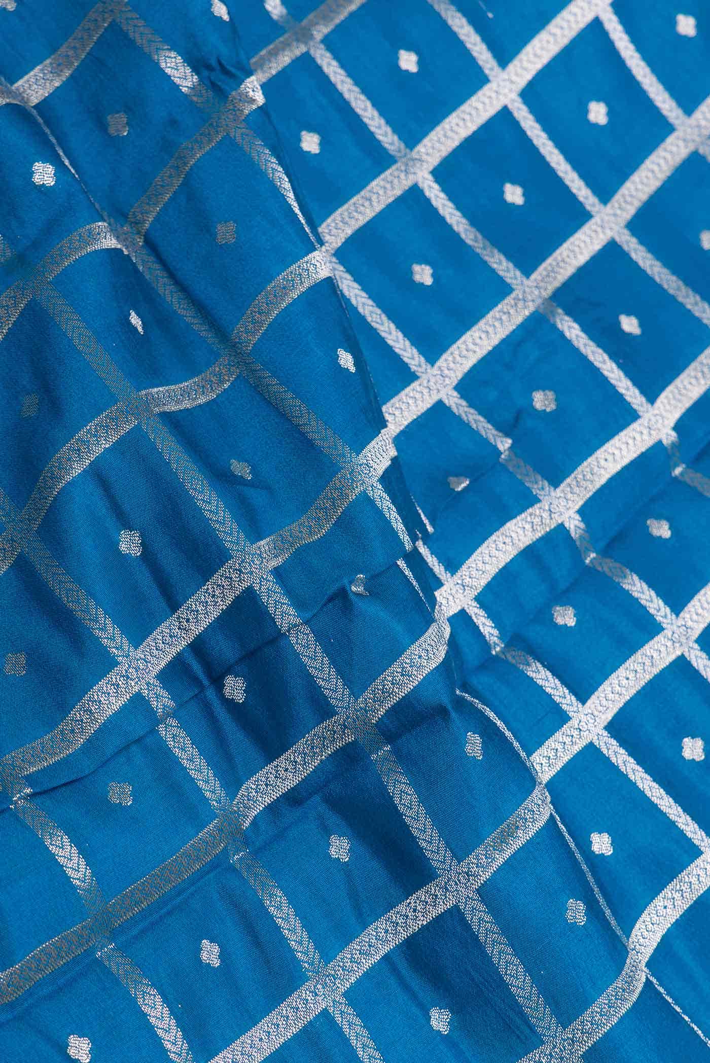 Blue Banarasi Raw Silk Saree - Image 2